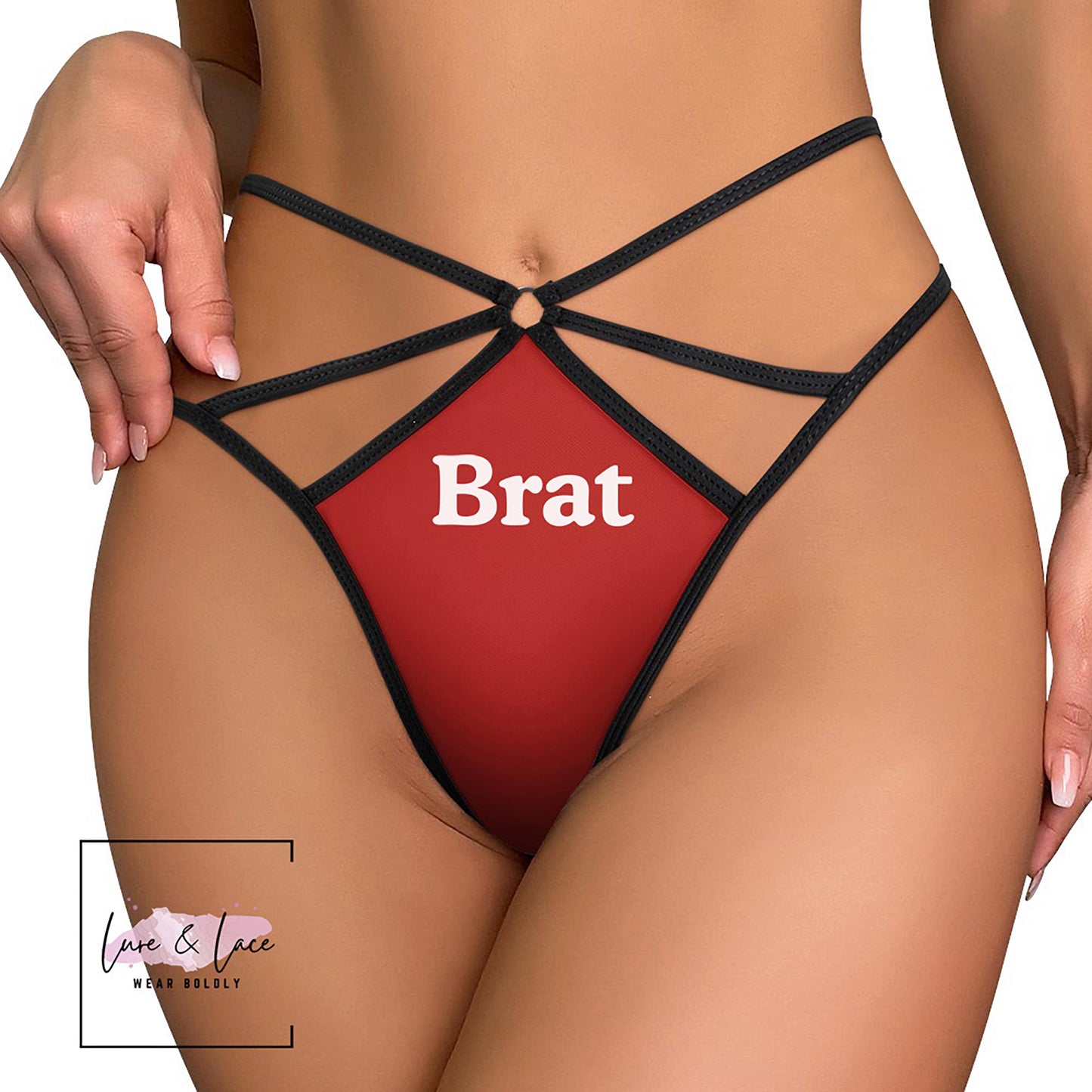 Brat Sexy Strappy Thong Submissive G-String, Dub Dom Naughty Lingerie Panties, Date Night Underwear