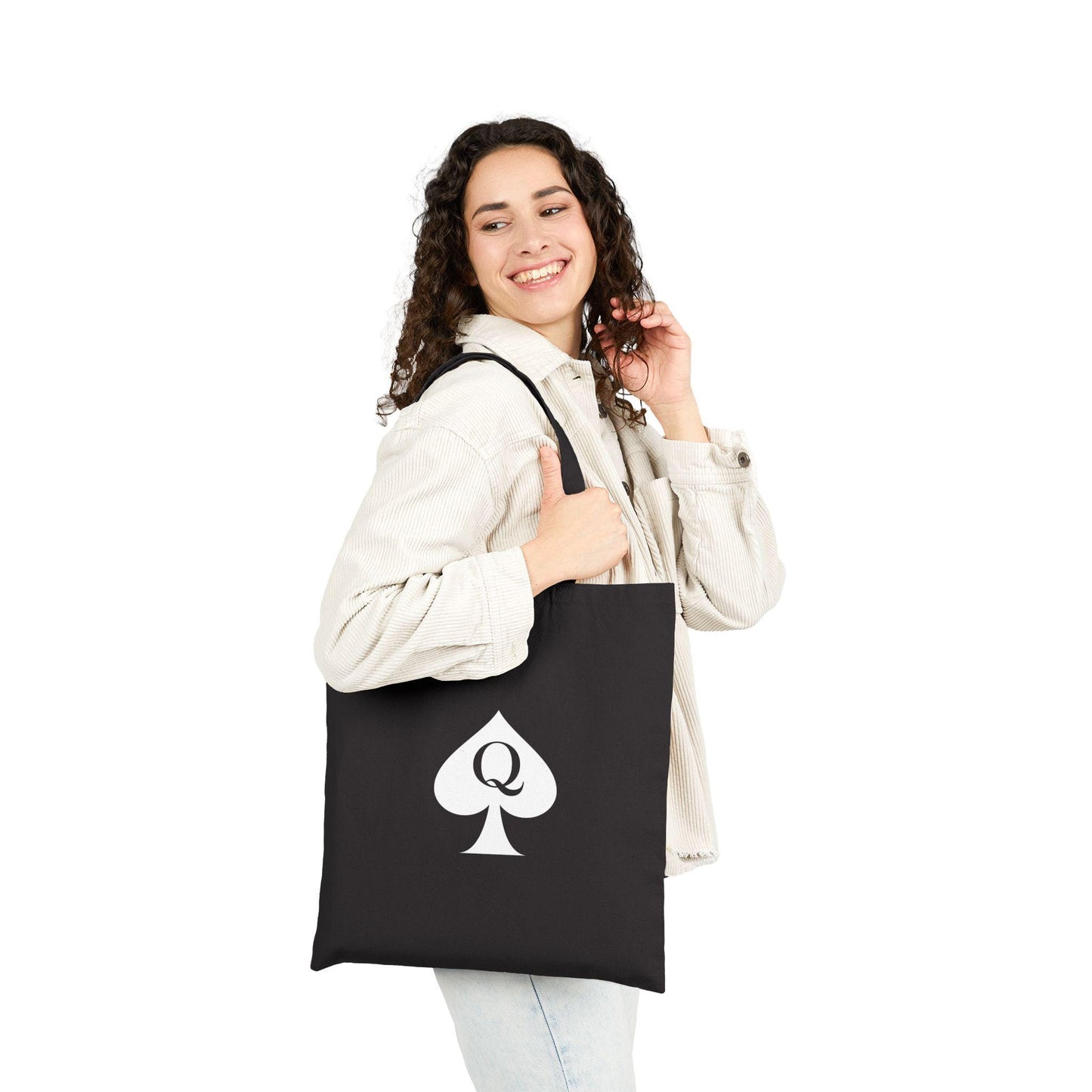 Queen of Spades Cotton Tote Bag | QOS Hotwife Lifestyle Gift, Kinky Black Canvas Bag, BBC Swinger Pineapple Shopping Tote cuckold fantasy