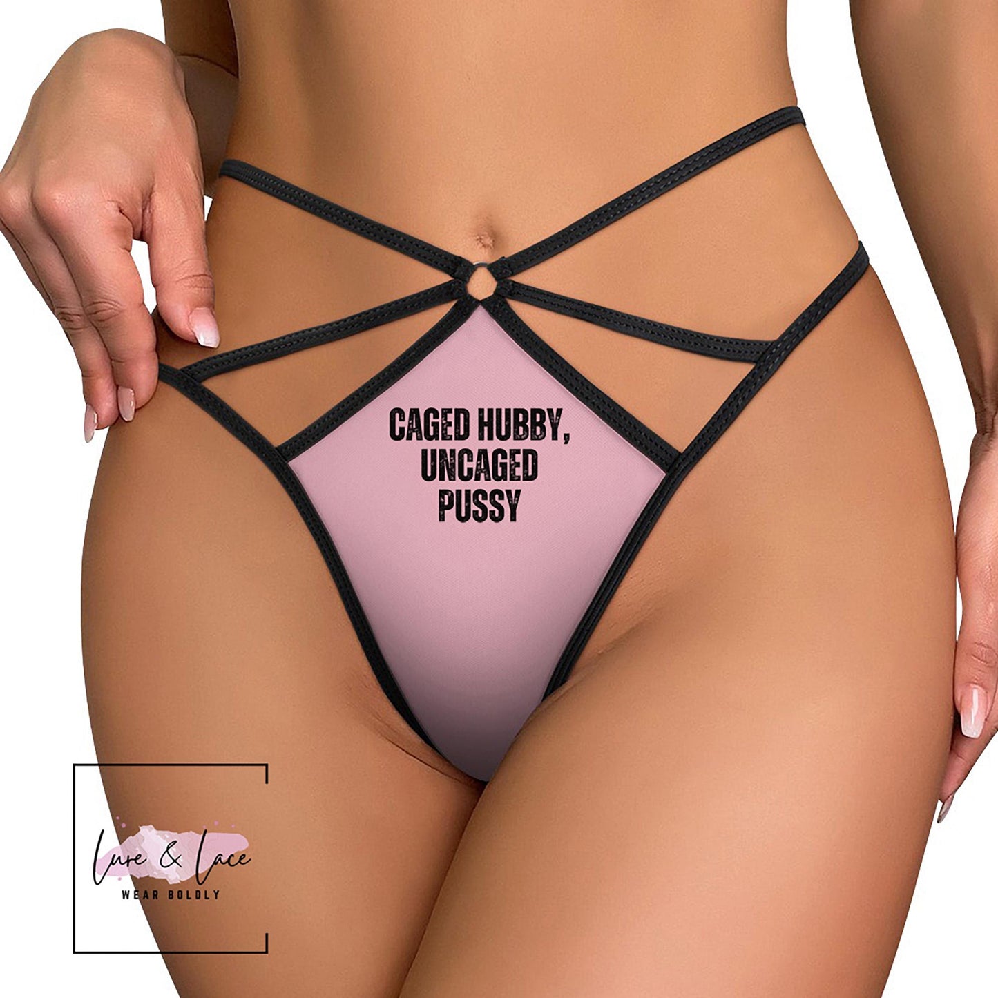 Caged Hubby Uncage Pussy Sexy Strappy Thong G-String, Naughty Lingerie Panties, Hotwife Lifestyle, Queen of Spades
