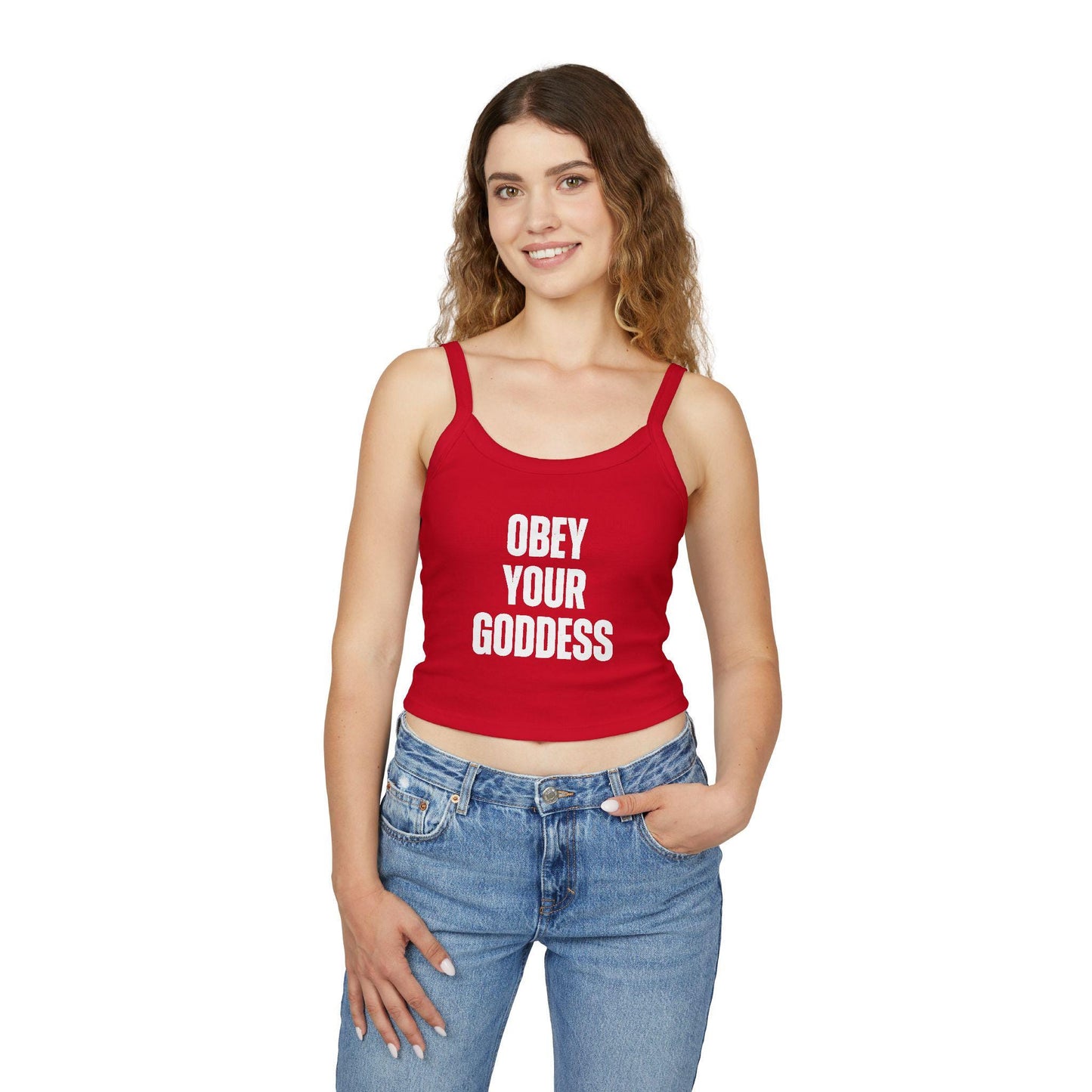 Obey Your Goddess Spaghetti strap crop top, Femme Domme sexy Gift idea for her,wife, girlfriend, Naughty funny couple shirt, date night idea