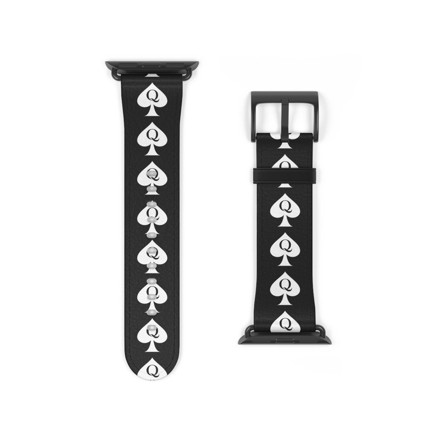 Queen of Spades Leather Apple Watch Band | QOS Faux Leather Strap for Hotwife, Cuckold Lifestyle, BBC Submissive Kinky BDSM Gift for Her