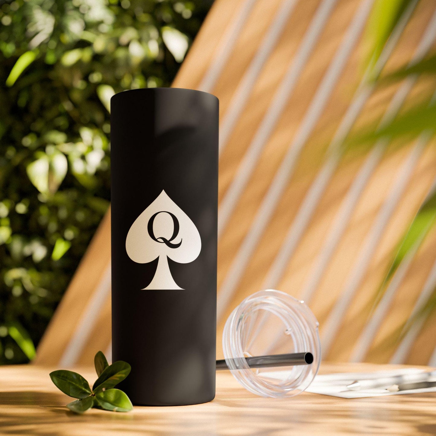 Queen of Spades Skinny Tumbler 20oz QOS Hotwife Lifestyle Cuck Bull Cup with Straw Matte Finish Slim Insulated Stainless Swinger Gift