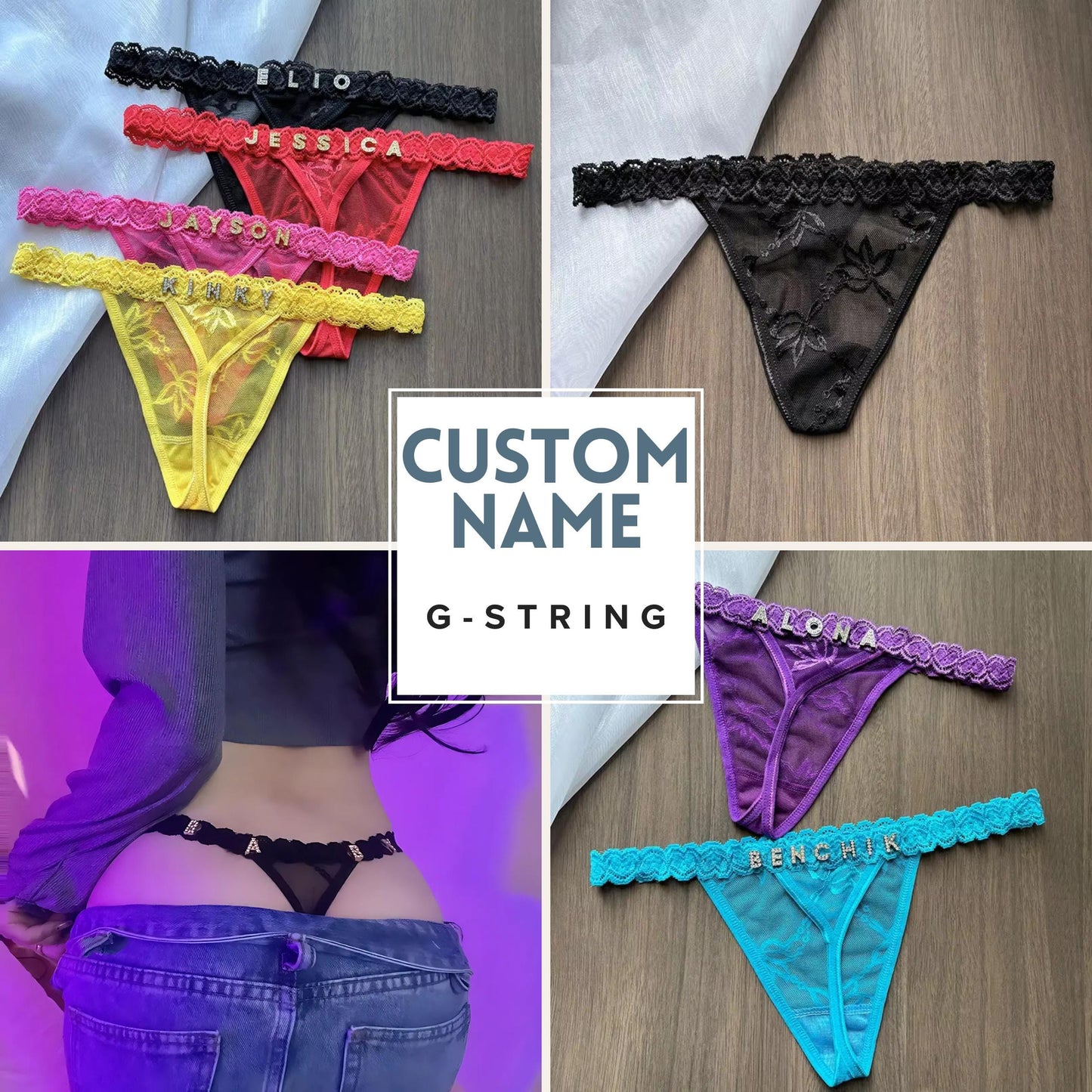 Custom panties Name G-String Thong | Custom panty with Sexy mesh, Handmade Bridal Lingerie, personalized thong, women valentine gift