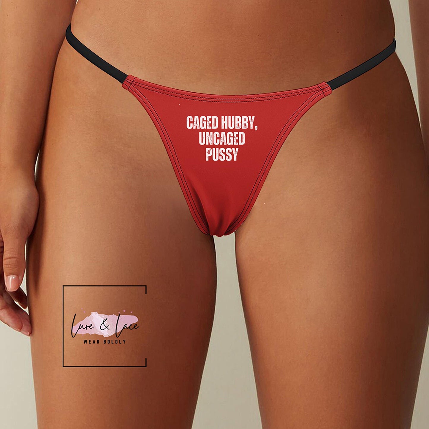 Caged Hubby Uncage Pussy Sexy Thong G-String, Naughty Lingerie Panties, Hotwife Lifestyle, Queen of Spades