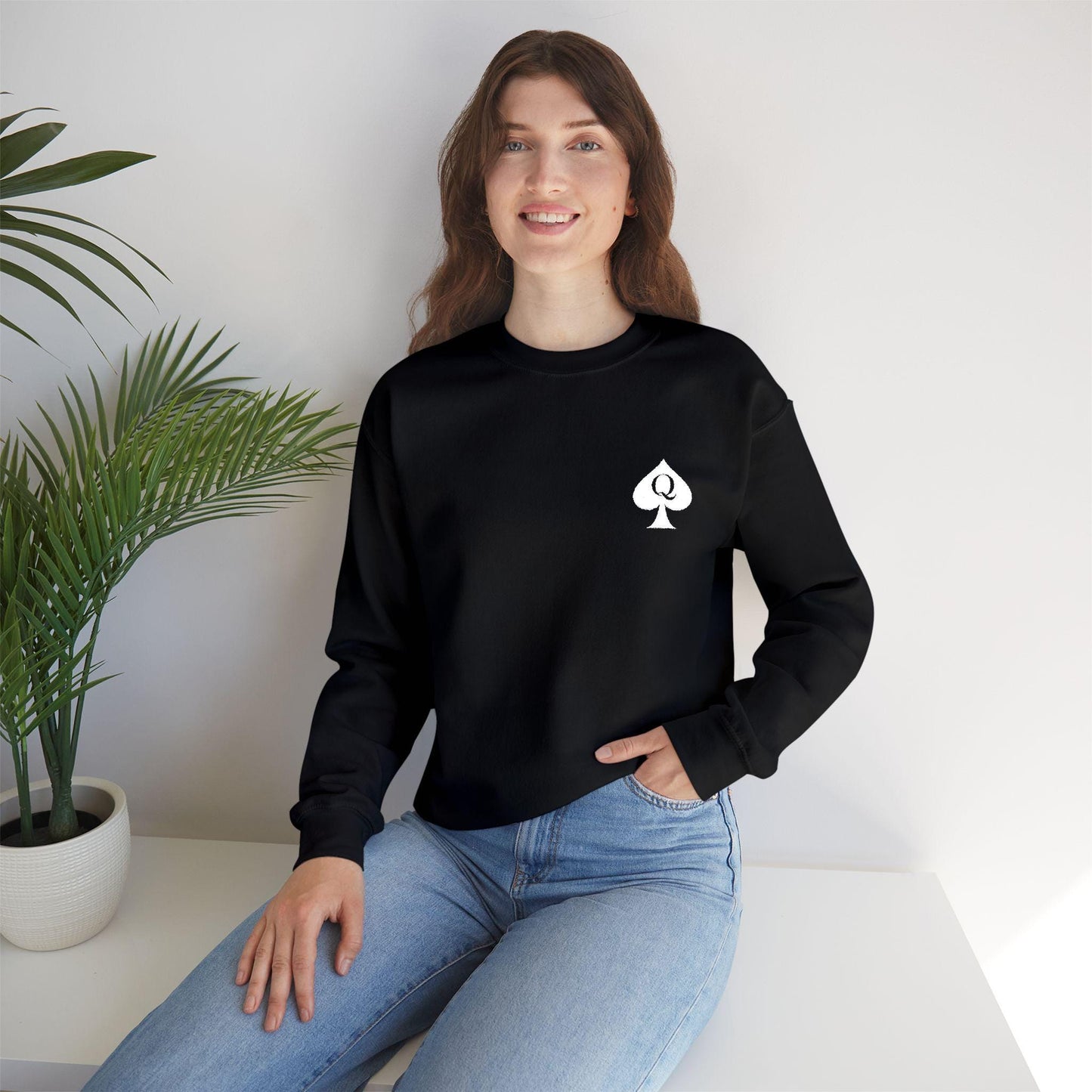 Hotwife Embroidery Sweatshirt , Unisex QoS Heavy Blend Crewneck, Queen of Spades Lifestyle Sweater, Swinger BDSM Apparel Gift for Him or Her