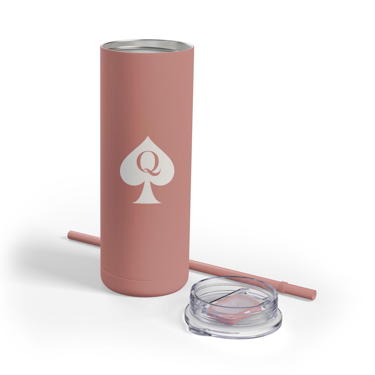 Queen of Spades Skinny Matte Tumbler 20oz QOS Hotwife Lifestyle Cuck Bull Stainless Steel Cup with Straw BPA Free Insulated Swinger Gift