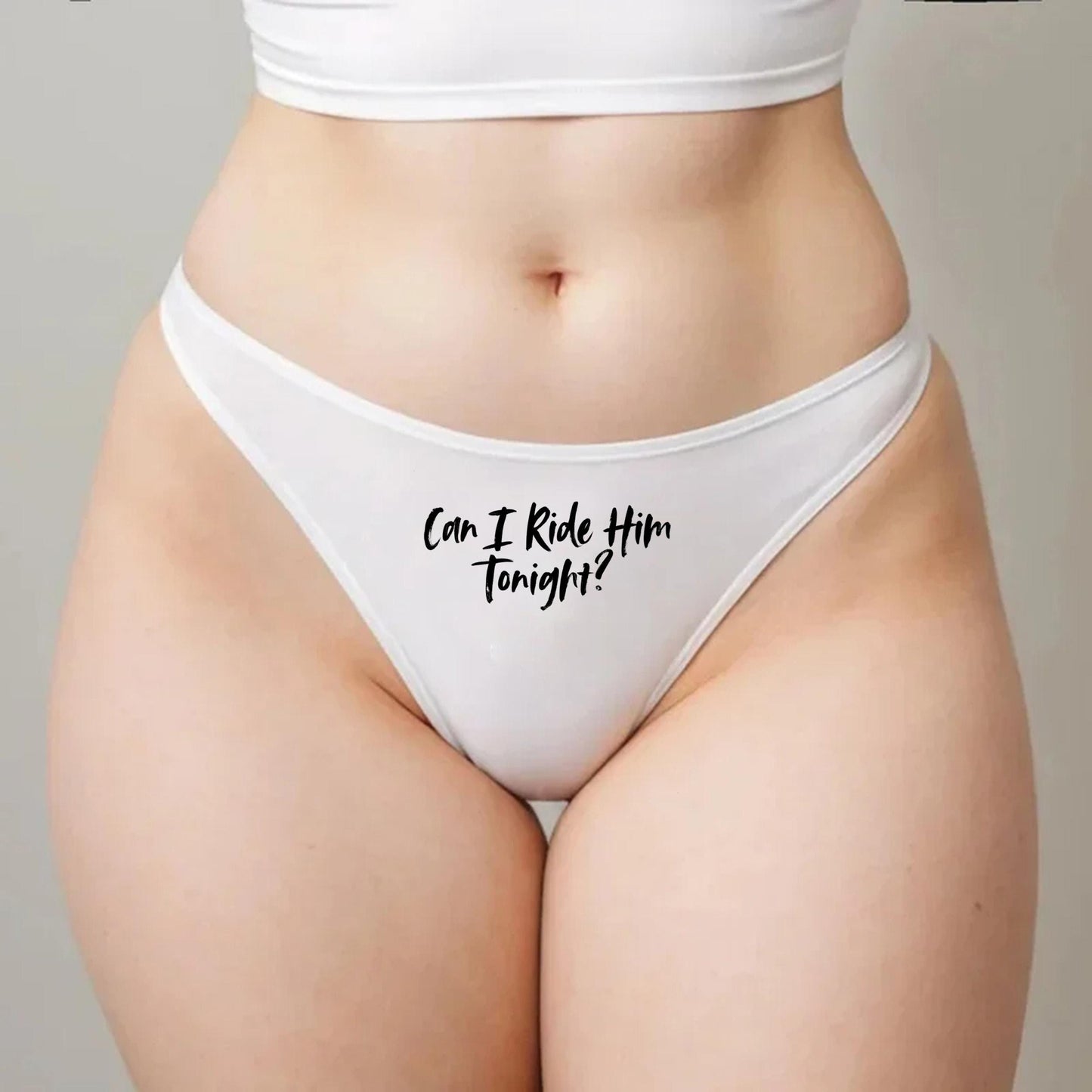 Can I Ride Him Tonight Thong | Hotwife lifestyle QoS Panties, Swinger Sexy Gift Idea for Wife, Queen of Spades, cuck husband Underwear