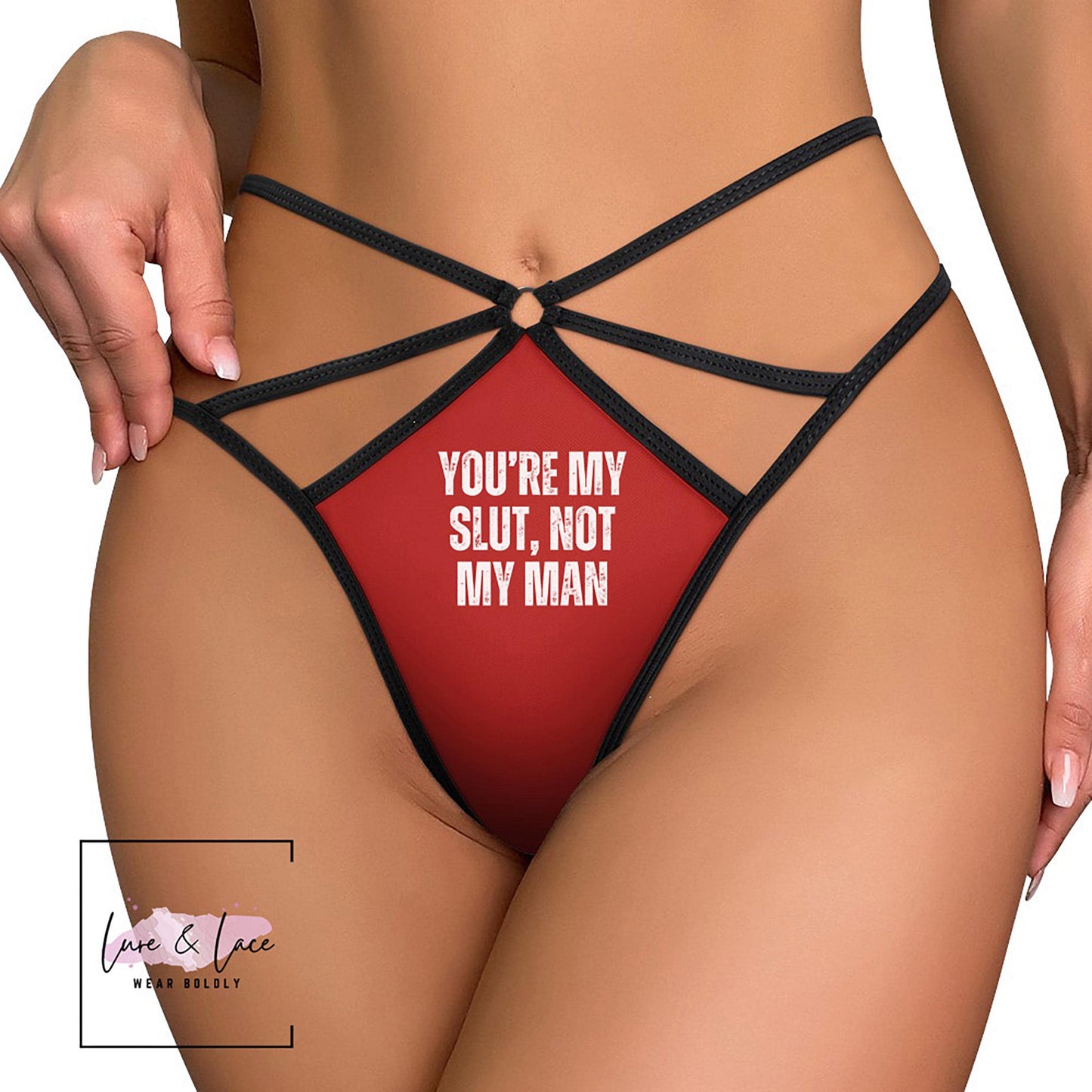 You Are My Slut Not My Man Sexy Strappy Thong, QOS G-String, Naughty Lingerie Panties, Hotwife Lifestyle, Queen of Spades, Cuck