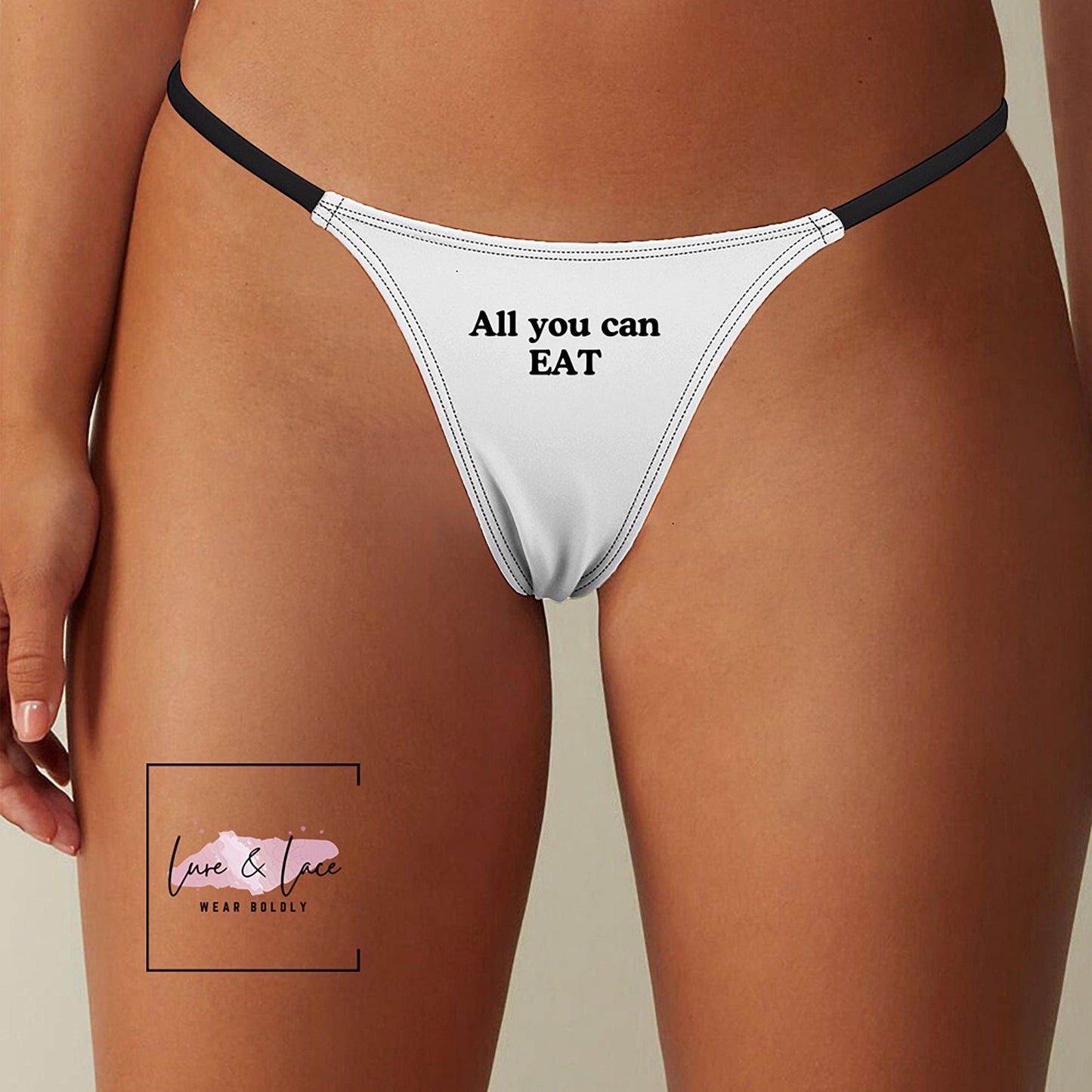 All You Can Eat Sexy Thong G-String, Oral Lovers Naughty Lingerie Panties, Date Night Underwear
