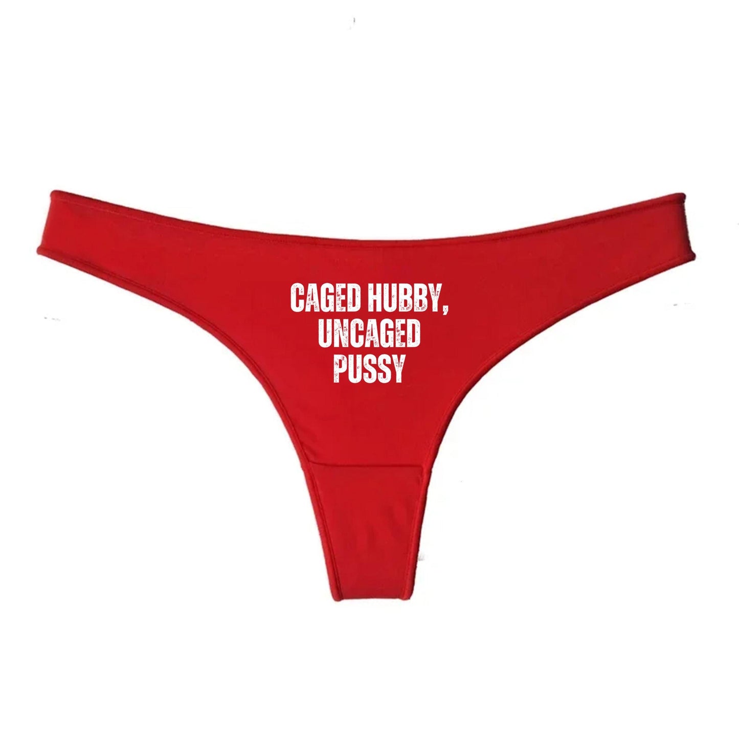 Caged Hubby Uncaged Pussy Thong | Hotwife lifestyle QoS Panties, Sexy Gift Idea for Wife, Queen of Spades, cuck husband Underwear