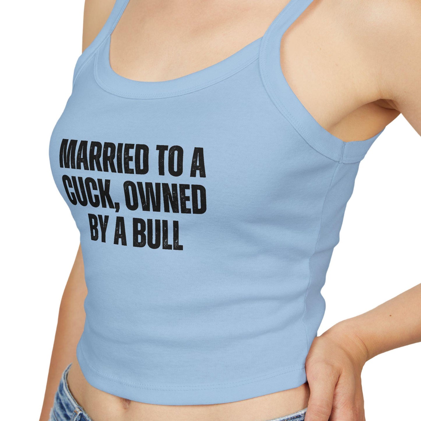 Married to a Cuck, Owned by a Bull,Spaghetti strap crop top, Hotwife lifestyle Gift idea for her, wife, Queen of Spades, QOS, Swinger, Cuck,