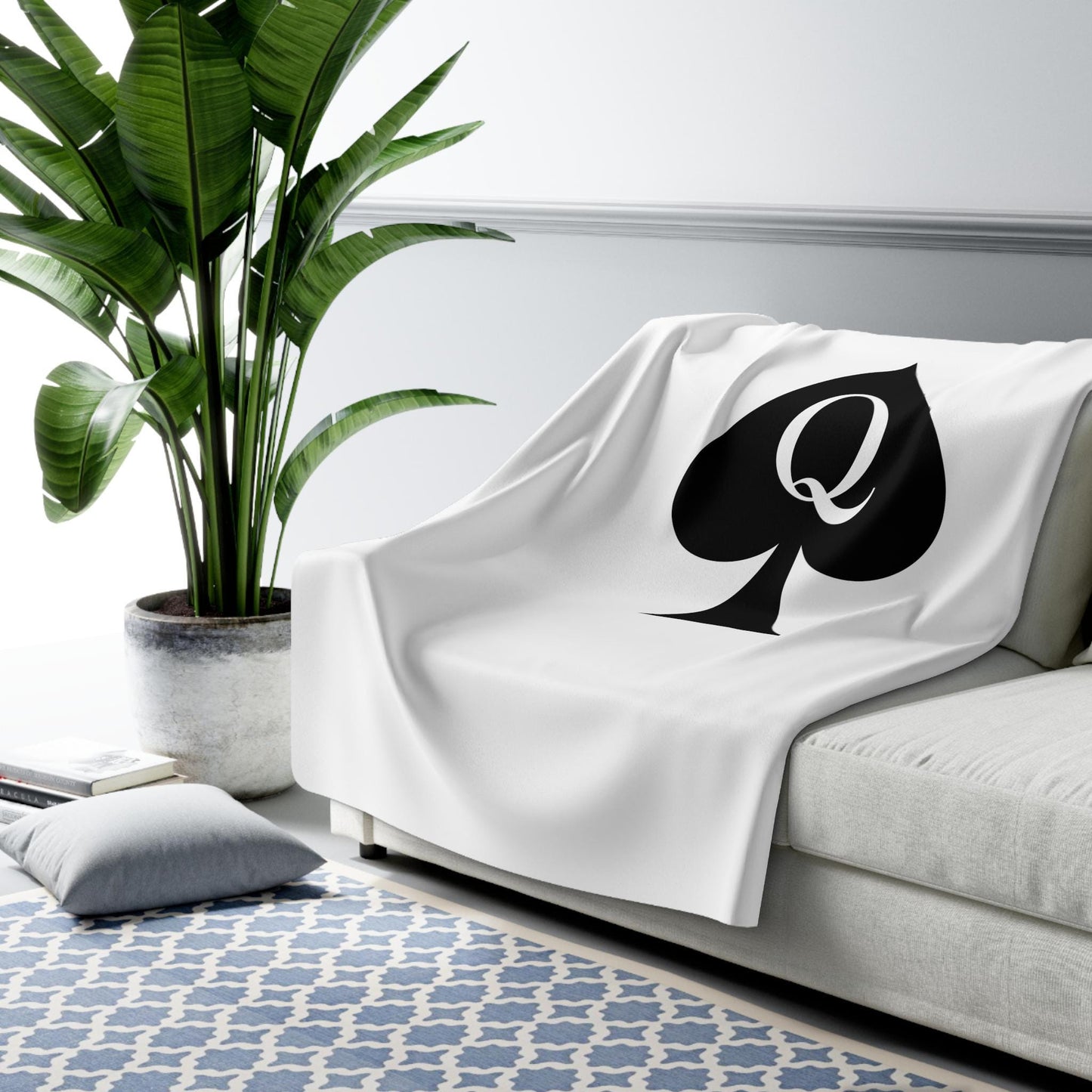 Queen of Spades Sherpa Fleece Blanket QOS Hotwife Lifestyle Throw for Couch Bed Cuck Bull Gift Sexy Cozy Warm Snuggle Swinger Decor