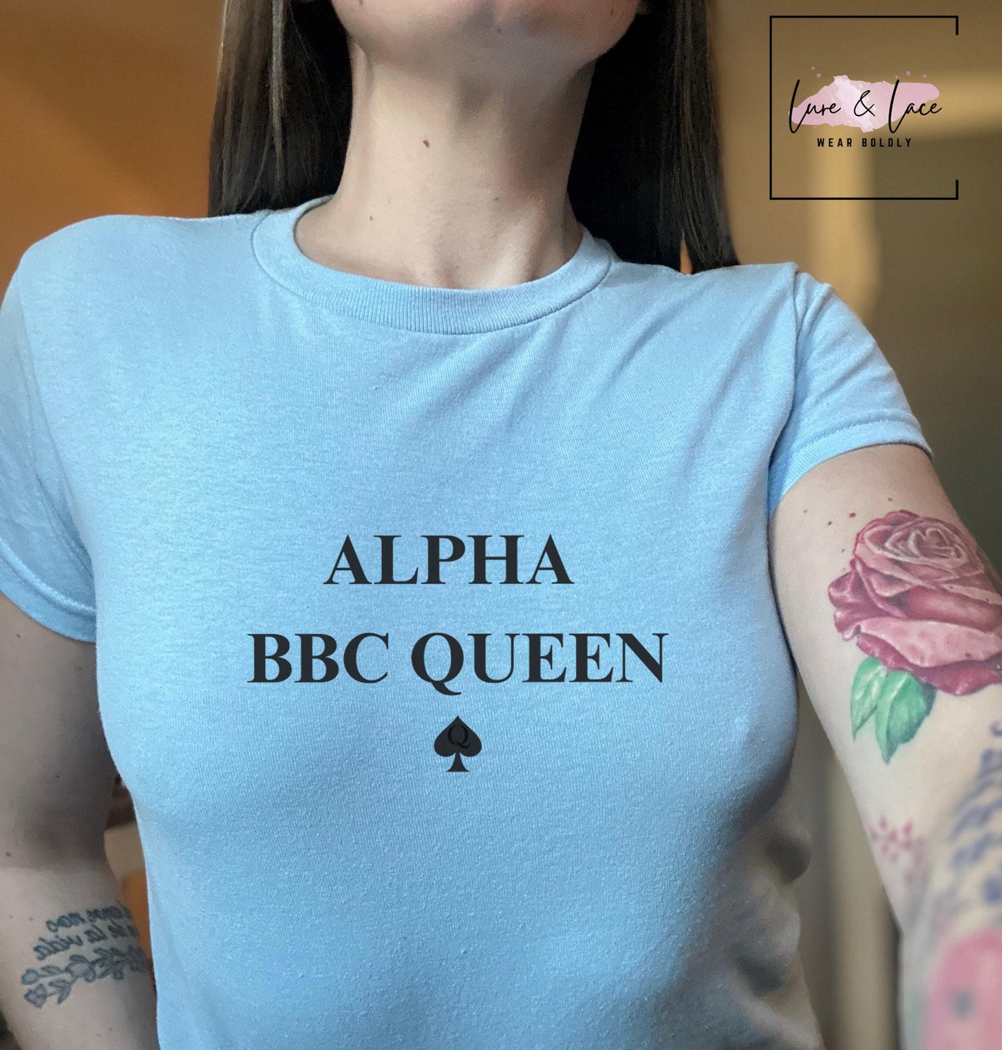 Alpha BBC Queen Y2K Sexy Cute Baby Tee Crop Top, Naughty Apparel, Swinger Queen of Spades