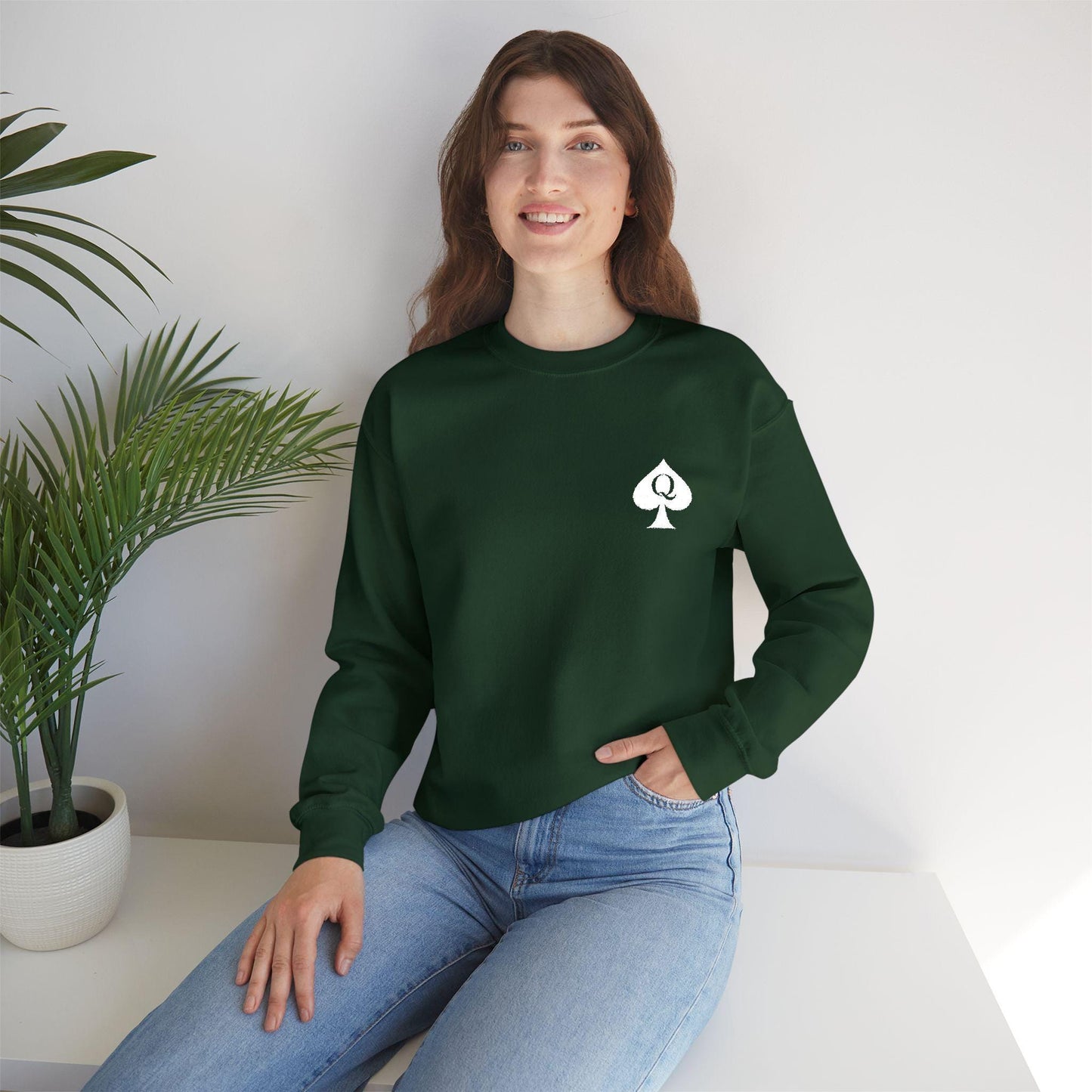 Hotwife Embroidery Sweatshirt , Unisex QoS Heavy Blend Crewneck, Queen of Spades Lifestyle Sweater, Swinger BDSM Apparel Gift for Him or Her