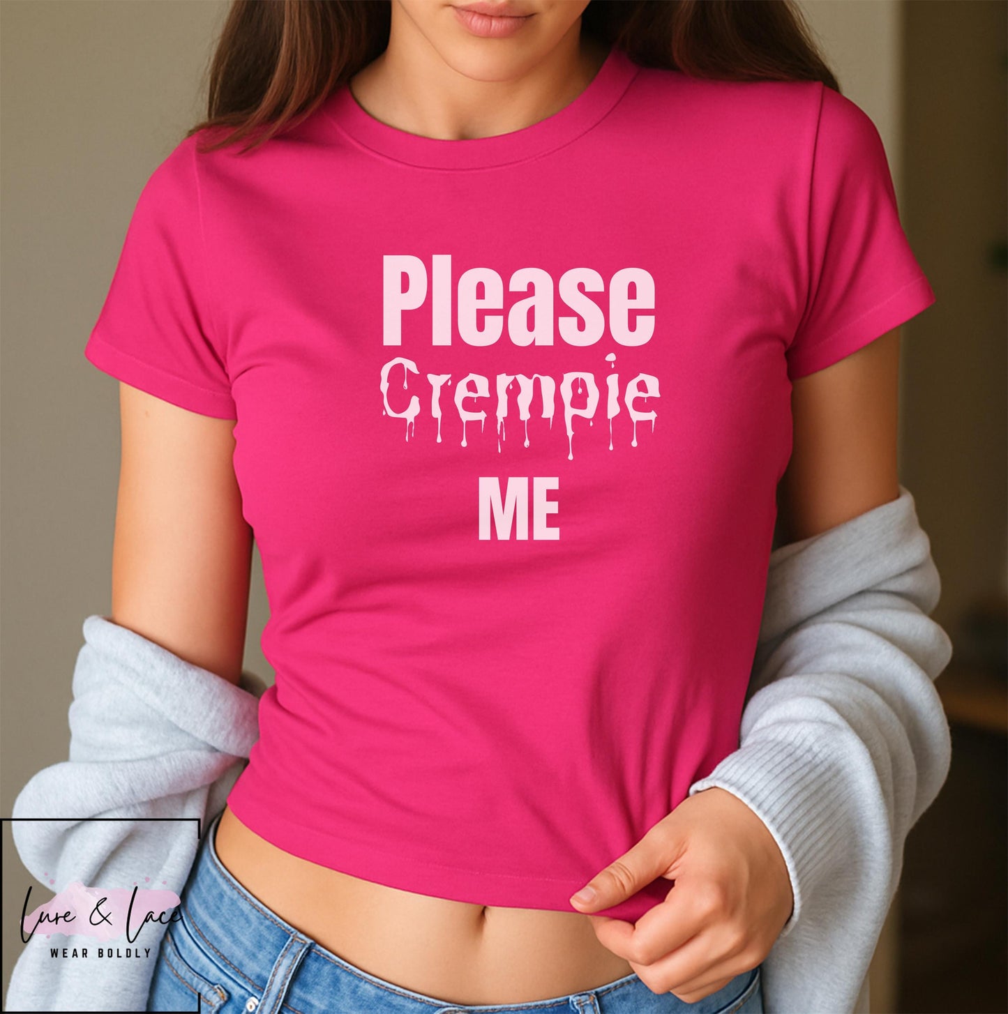 Please Creampie me Y2K Sexy Cute Baby Tee Crop Top, Date Night Naughty Apparel