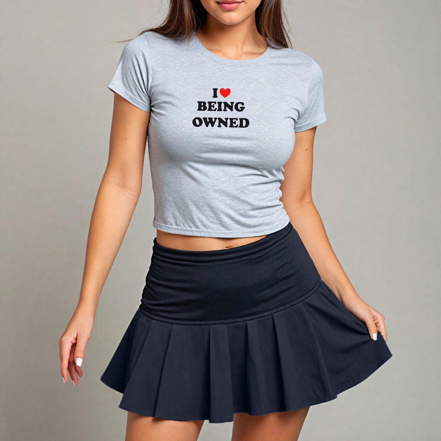 I Love Being Owned Y2K Crop Top T-Shirt, Submission BDSM Power Exchange Kink Hotwife Cuckold Bold Sexy Shirt Gift Idea for Her