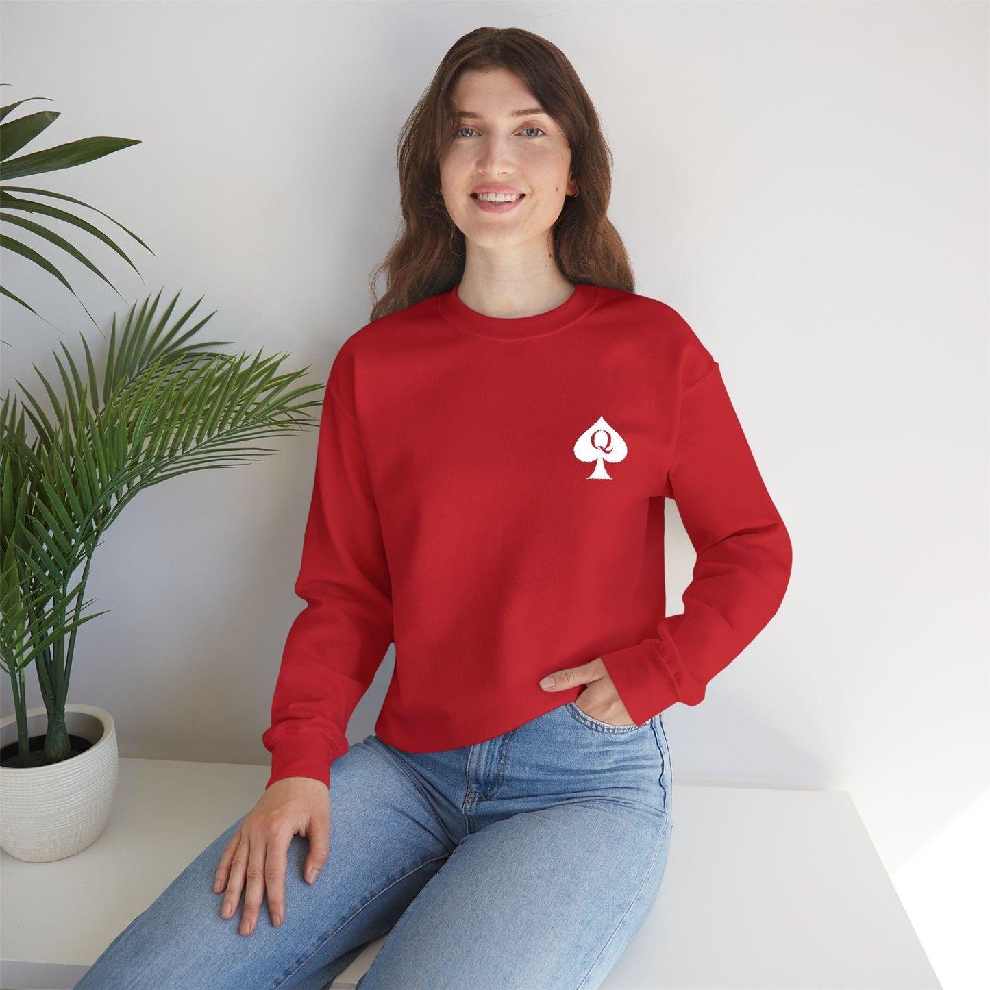 Hotwife Embroidery Sweatshirt , Unisex QoS Heavy Blend Crewneck, Queen of Spades Lifestyle Sweater, Swinger BDSM Apparel Gift for Him or Her