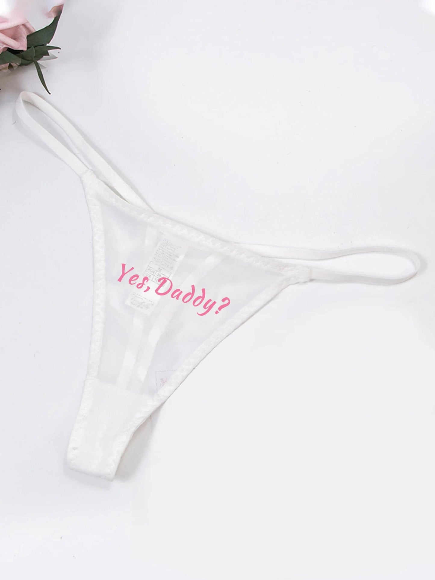 Yes Daddy Thong See through | Sexy G-String Mesh| Valentine's Gift Panty| Daddy's Girl Underwear| BDSM Roleplay underwear
