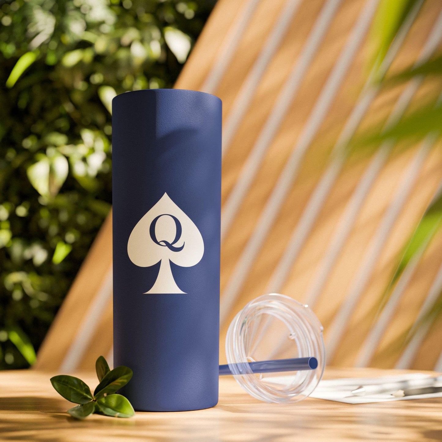 Queen of Spades Skinny Tumbler 20oz QOS Hotwife Lifestyle Cuck Bull Cup with Straw Matte Finish Slim Insulated Stainless Swinger Gift