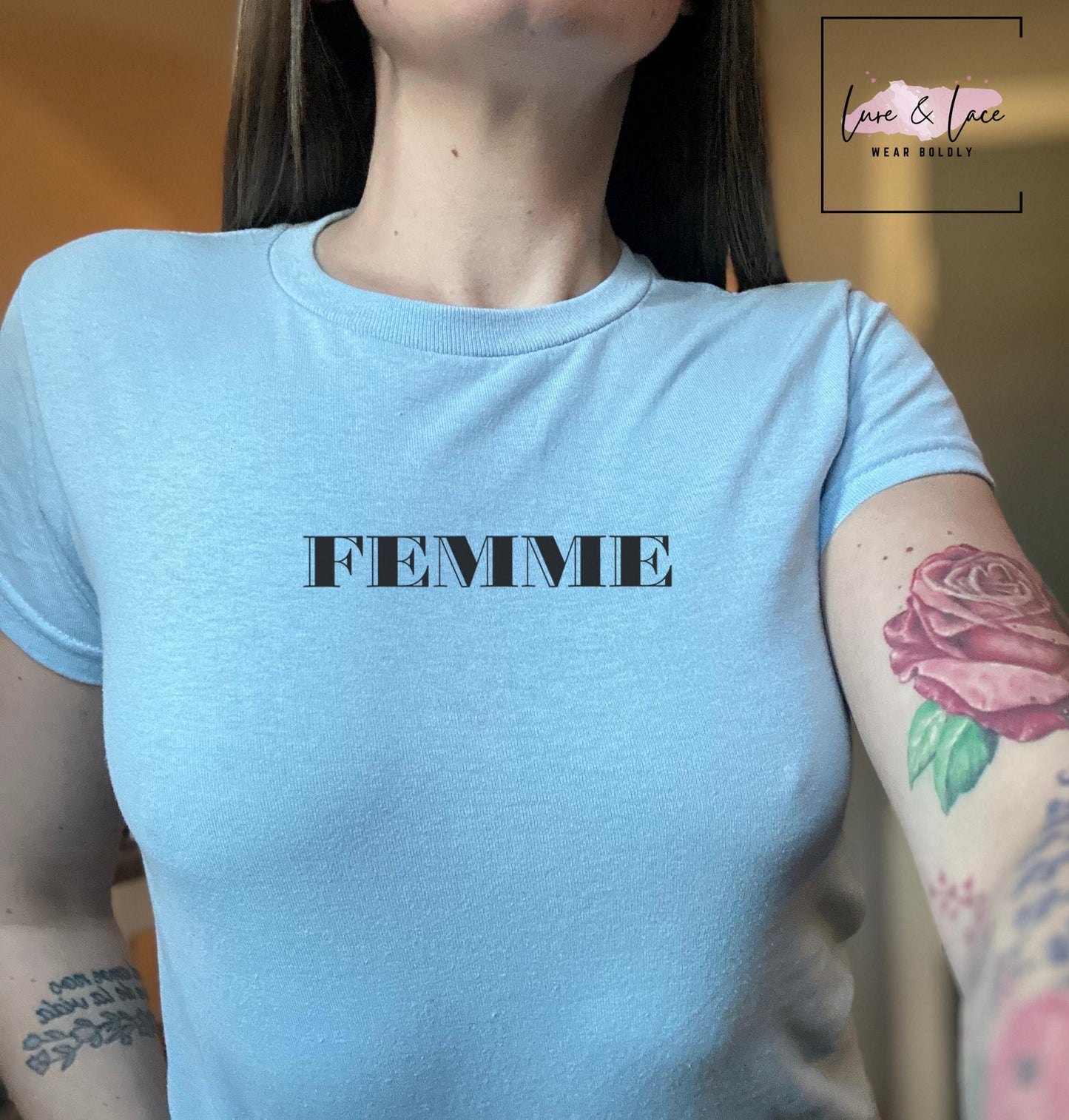 Femme Y2K Sexy Cute Baby Tee Crop Top, Domme Kinky Naughty Apparel