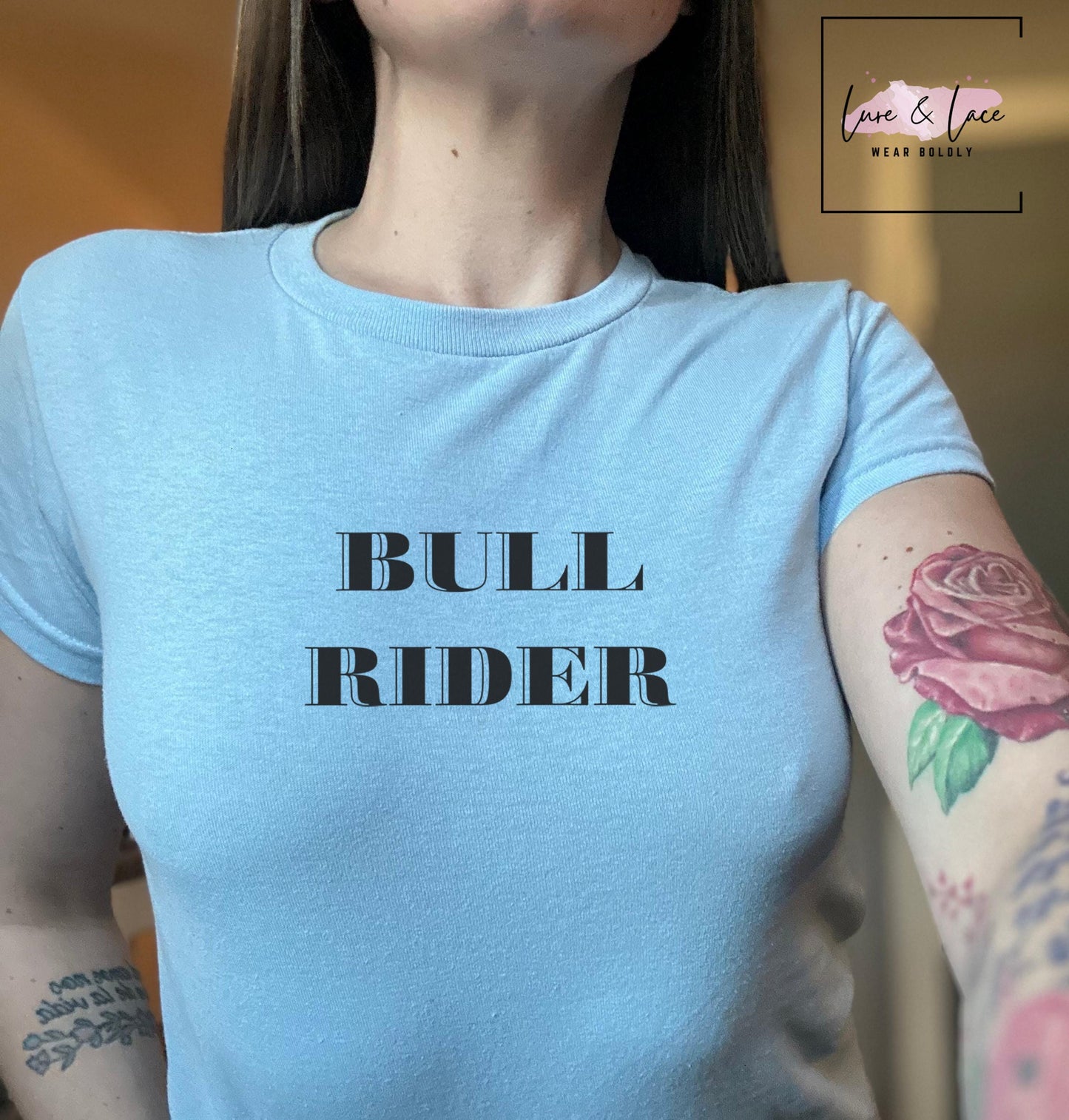 Bull Rider Y2K Sexy Cute Baby Tee Crop Top, Naughty Apparel, Queen of Spades QOS