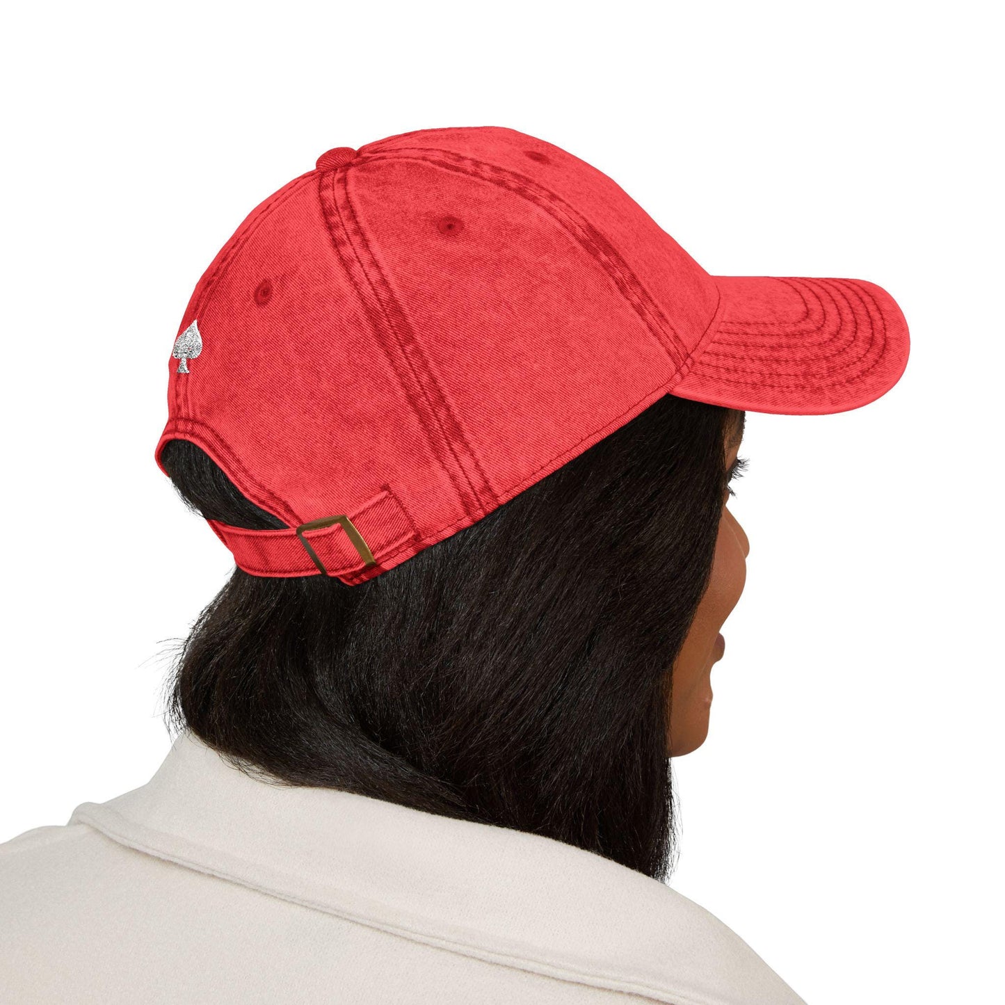 Queen Of Spades Vintage Embroidered Dad Cap | QOS Hat, Kinky Swinger Lifestyle Accessory, Distressed Cotton Twill Cap, BDSM Symbol Hat