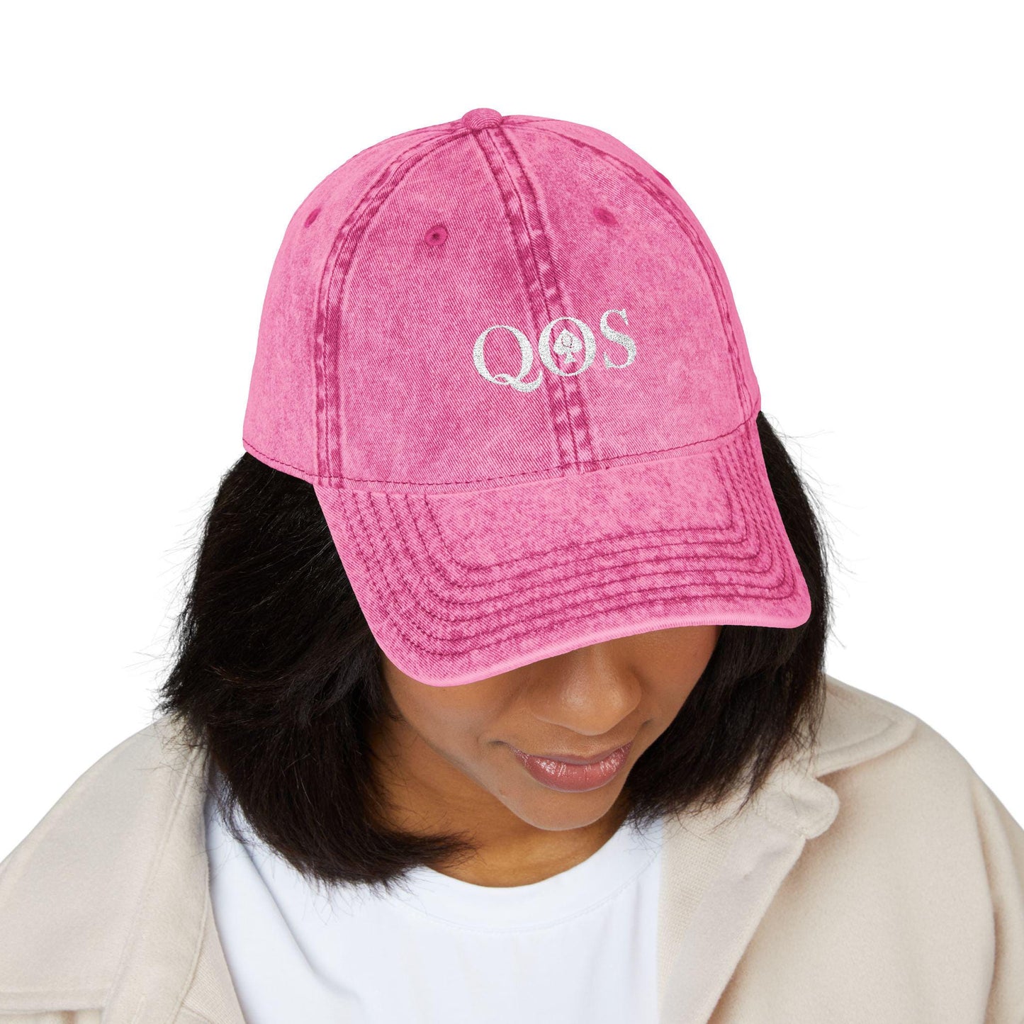 Queen Of Spades Vintage Embroidered Dad Cap | QOS Hat, Kinky Swinger Lifestyle Accessory, Distressed Cotton Twill Cap, BDSM Symbol Hat