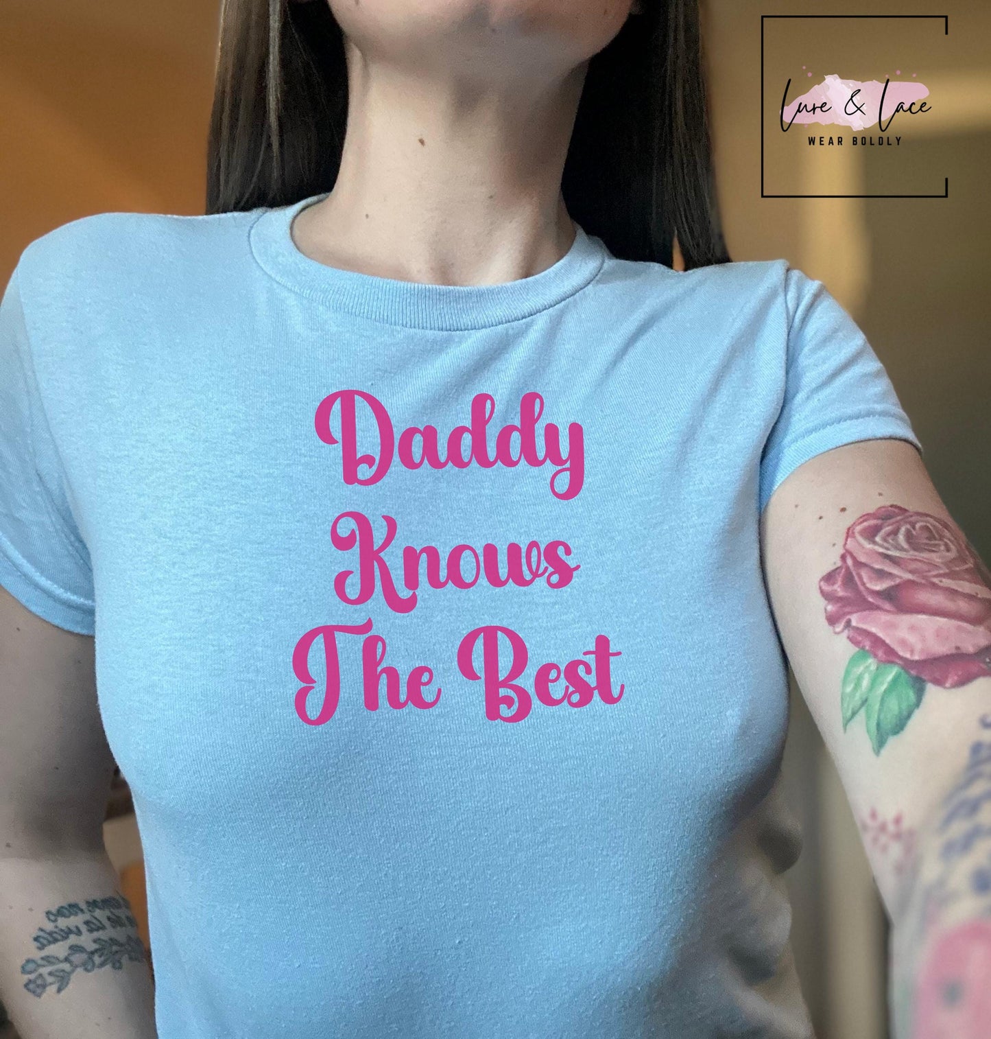 Daddy Knows the Best crop shirt Sexy Y2K Cute baby Tee, DDLG Roleplaying, aesthetic Gift idea for her, Naughty funny couple good girl date