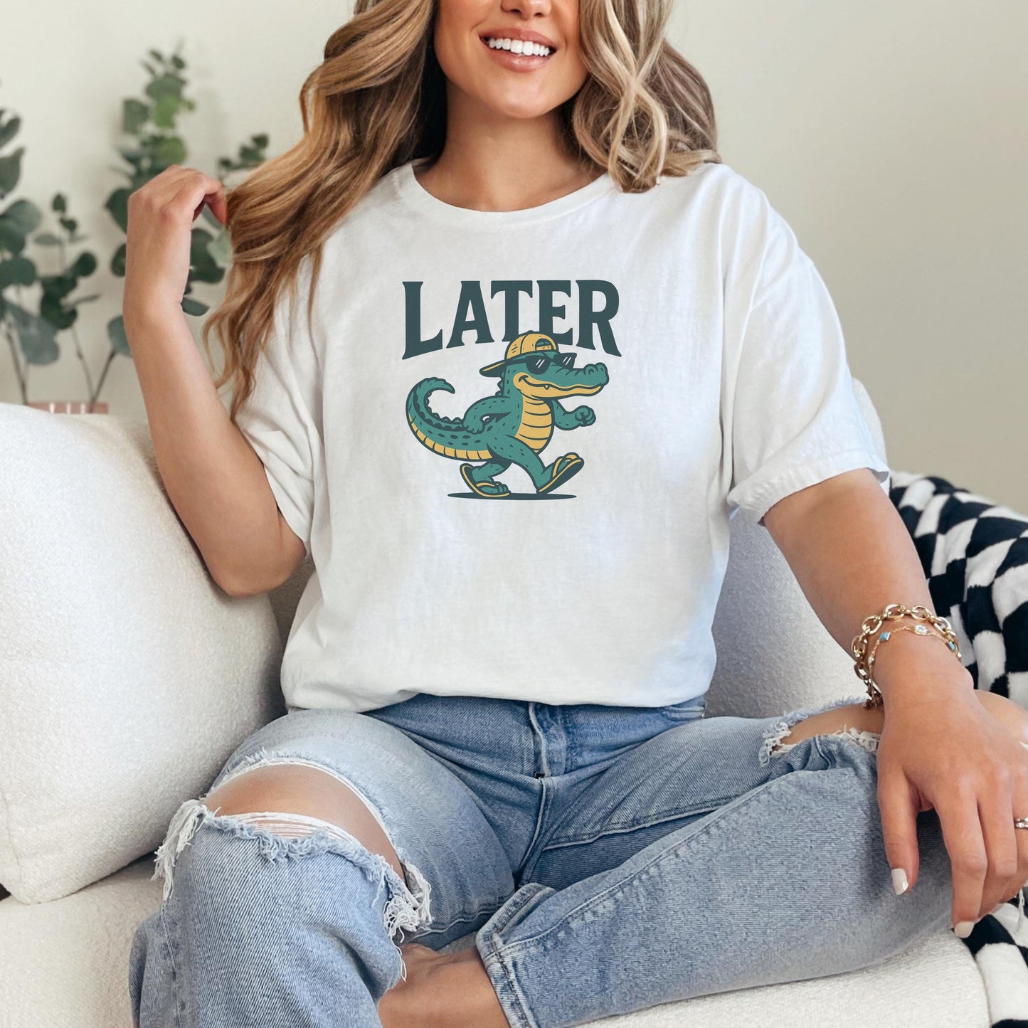 Later Gator T-Shirt Funny Alligator Shirt for Men Women, Retro Sarcastic Graphic Tee, Cute Southern Gator Pun Shirt, Florida Gift Idea