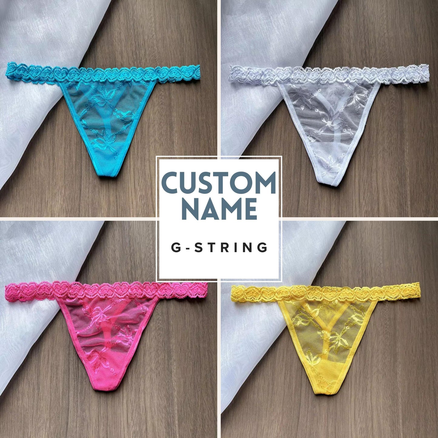 Custom panties Name G-String Thong | Custom panty with Sexy mesh, Handmade Bridal Lingerie, personalized thong, women valentine gift