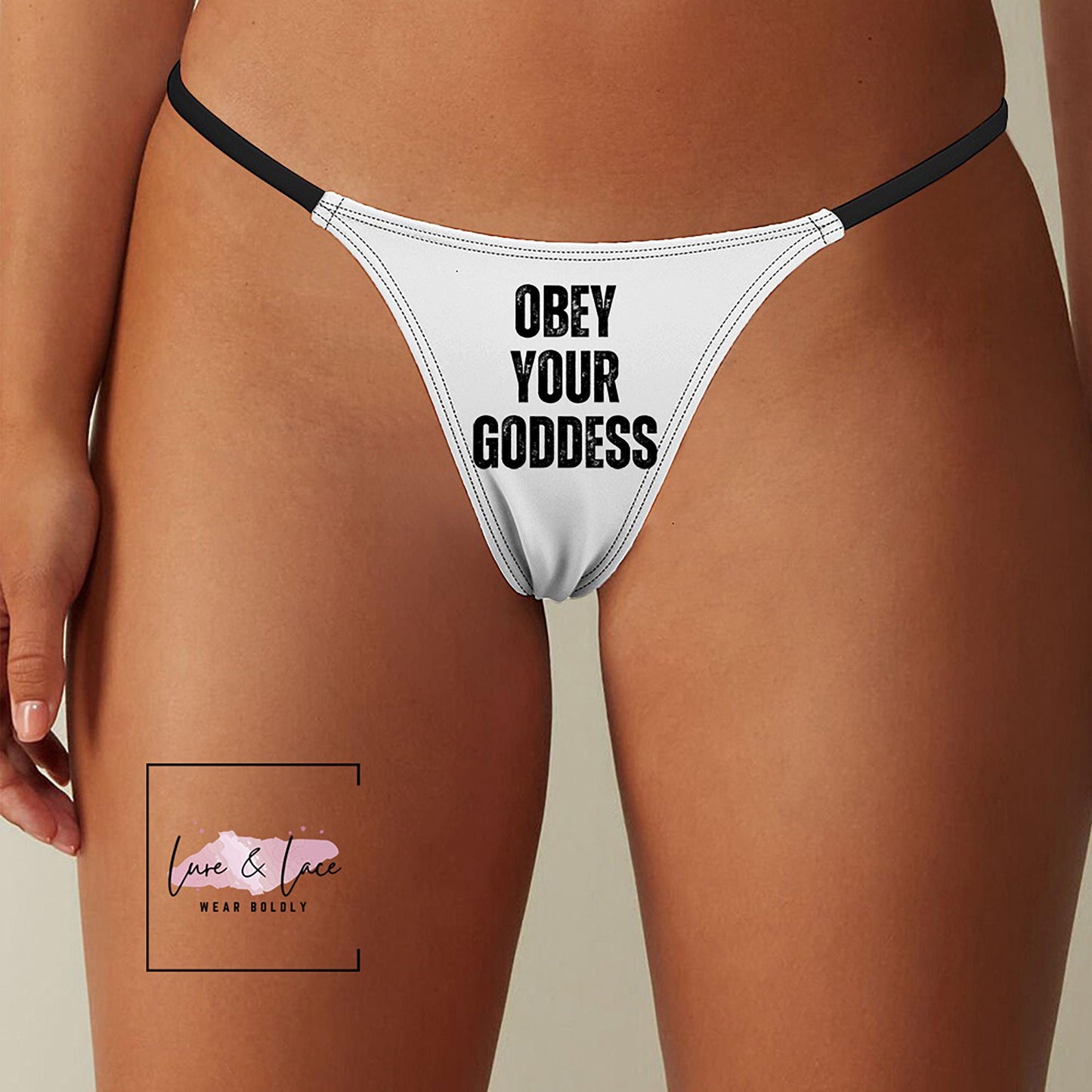 Obey You Goddess Sexy Thong G-String, Naughty Lingerie Panties, Date Night Underwear