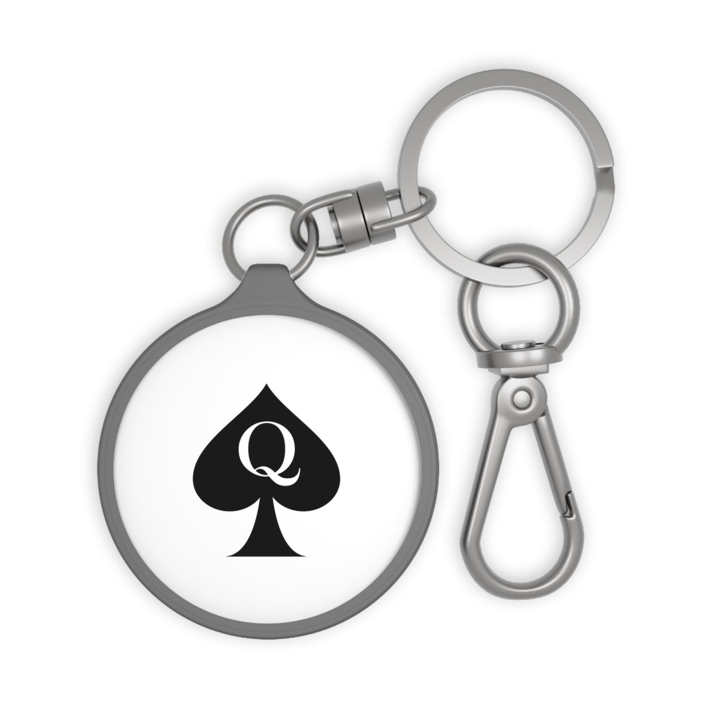 Queen of Spades Round Keychain | QOS Key Tag Gift for Her, Hotwife Lifestyle BBC Cuckold Symbol, Swinger Kink Accessory