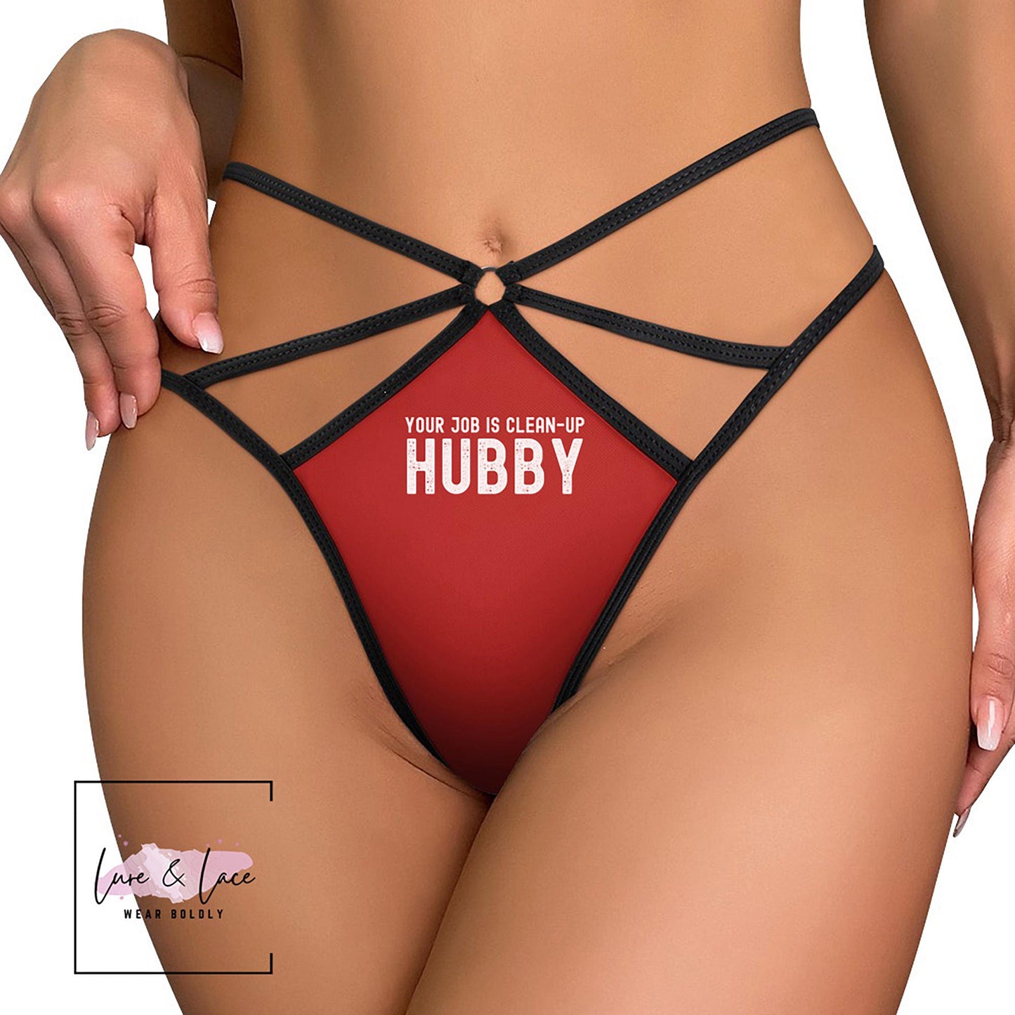 Your Job is Clean Up Hubby Sexy Strappy Thong, QOS G-String, Naughty Lingerie Panties, Hotwife Lifestyle, Queen of Spades