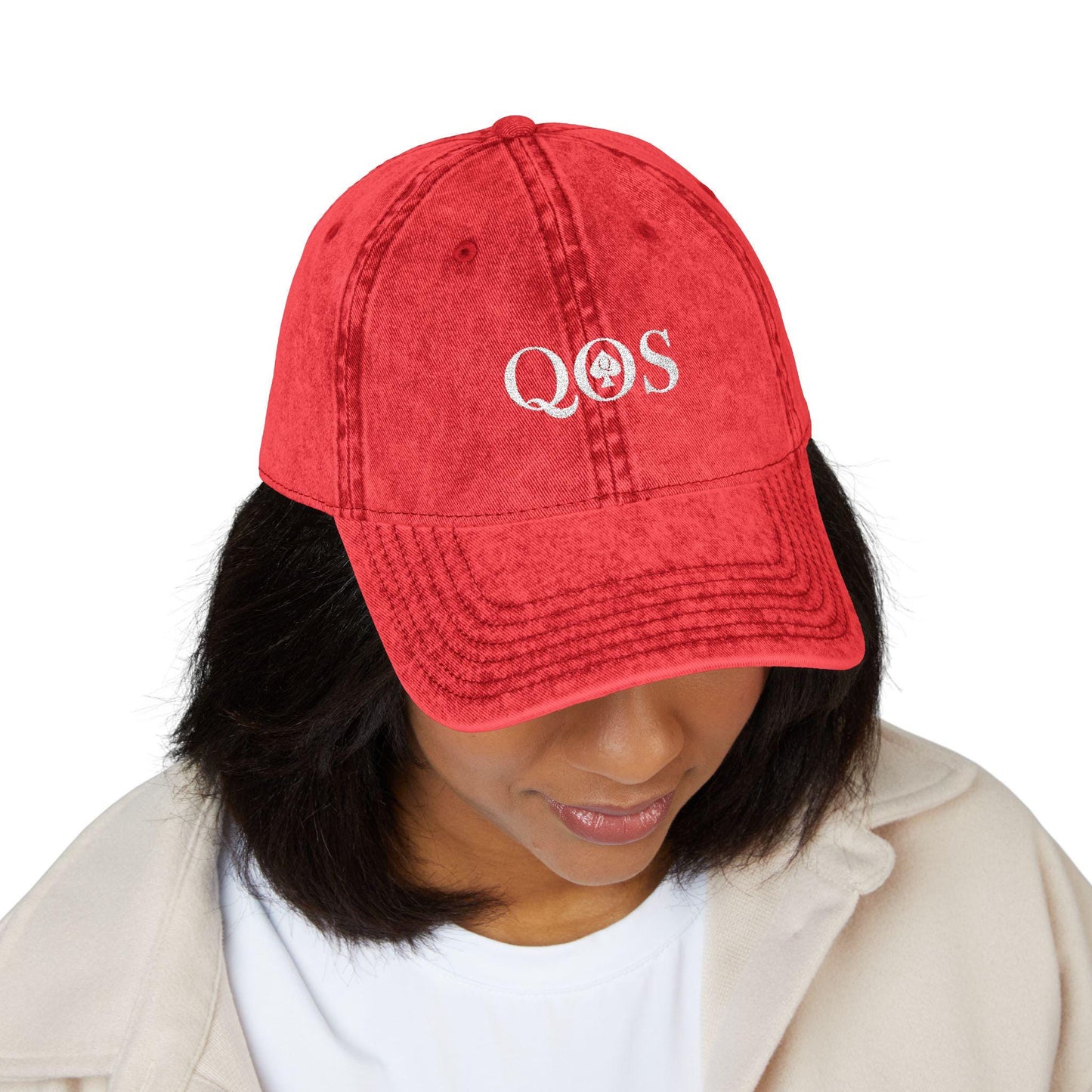 Queen Of Spades Vintage Embroidered Dad Cap | QOS Hat, Kinky Swinger Lifestyle Accessory, Distressed Cotton Twill Cap, BDSM Symbol Hat