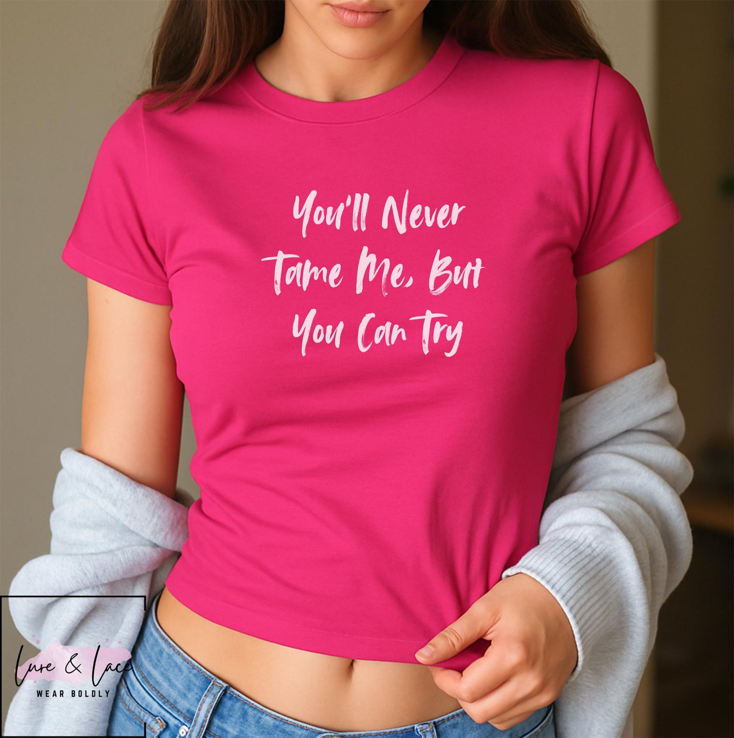 You'll Never Tame Me, But You Can Try Y2K Sexy Cute Baby Tee Crop Top, Bratty Sub