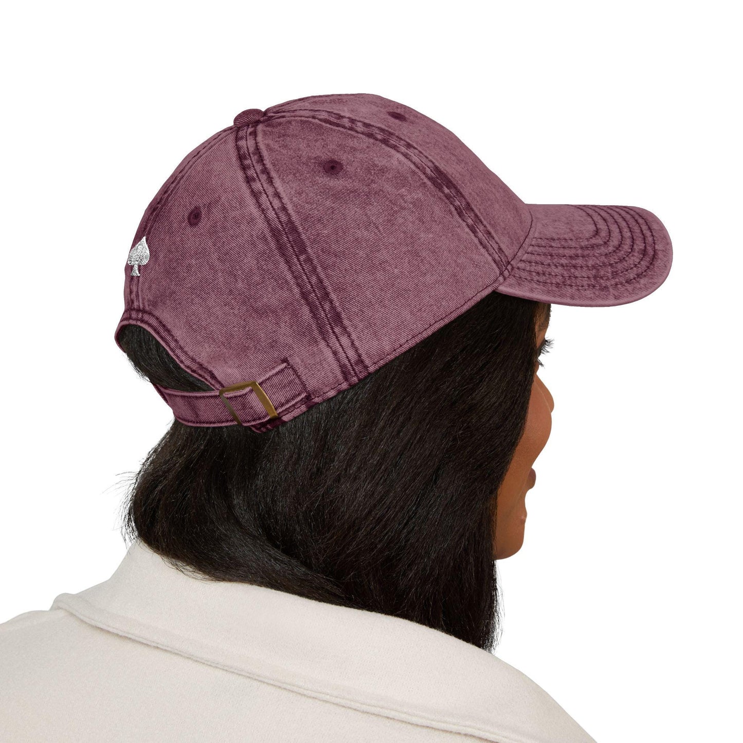 Queen Of Spades Vintage Embroidered Dad Cap | QOS Hat, Kinky Swinger Lifestyle Accessory, Distressed Cotton Twill Cap, BDSM Symbol Hat
