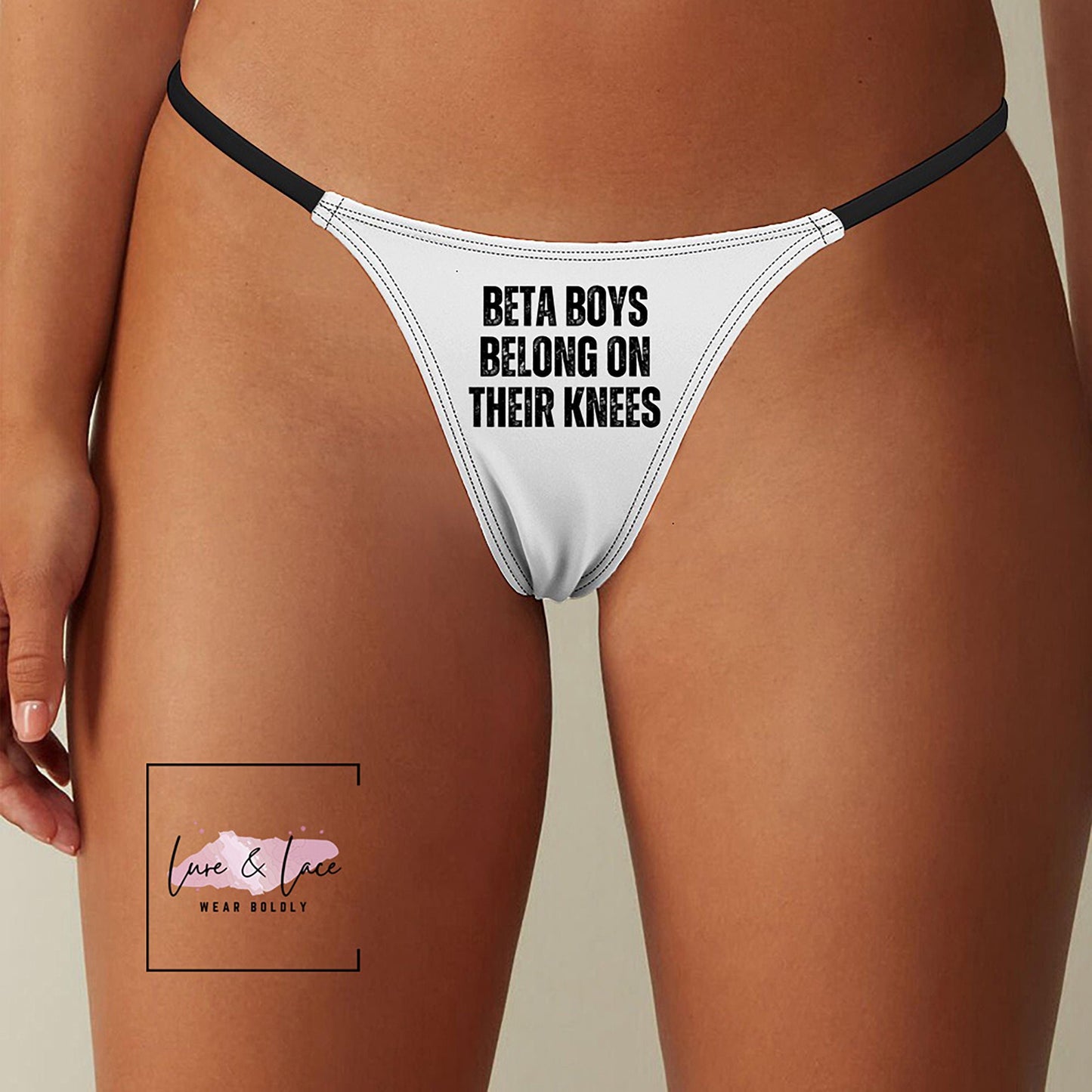 BETA Boys Belong ON THEIR Knees Sexy Thong, Domme G-String, Naughty Lingerie Panties, Hotwife Lifestyle, Queen of Spades