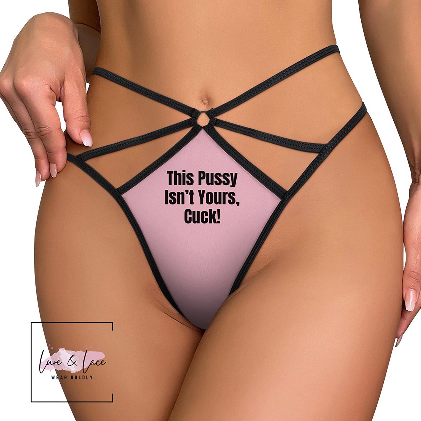 This pussy Isn't Yours Cuck Sexy Strappy Thong, QOS G-String, Naughty Lingerie Panties, Hotwife Lifestyle, Queen of Spades