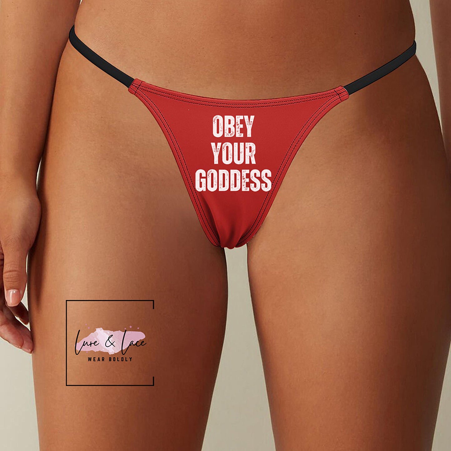 Obey You Goddess Sexy Thong G-String, Naughty Lingerie Panties, Date Night Underwear