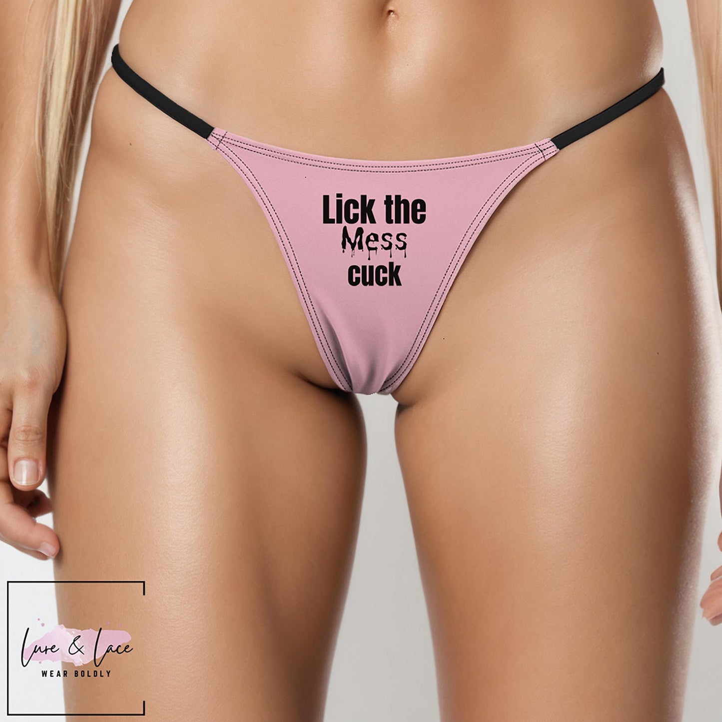 Lick the Mess Cuck Sexy Thong G-String QOS , Naughty Lingerie Panties, Hotwife Lifestyle, Queen of Spades