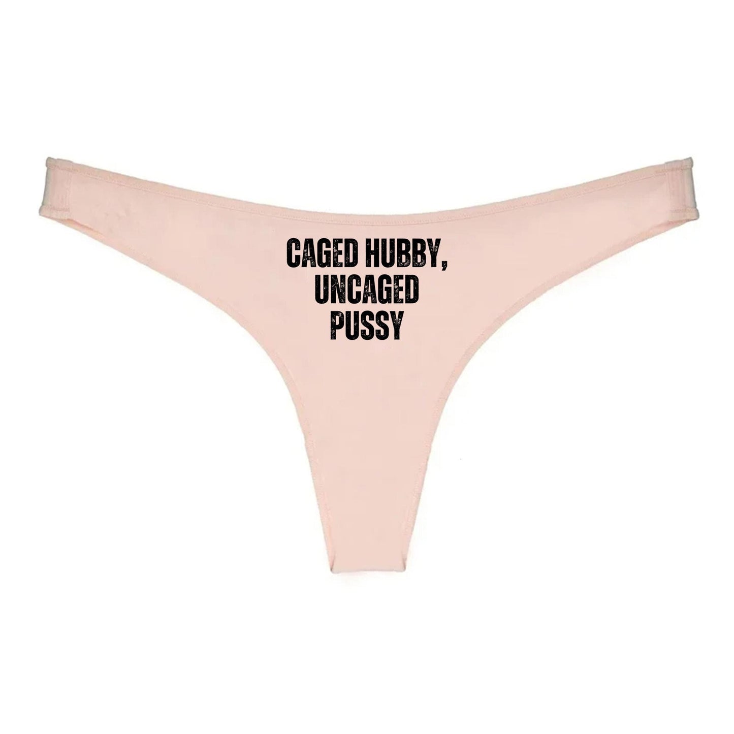 Caged Hubby Uncaged Pussy Thong | Hotwife lifestyle QoS Panties, Sexy Gift Idea for Wife, Queen of Spades, cuck husband Underwear