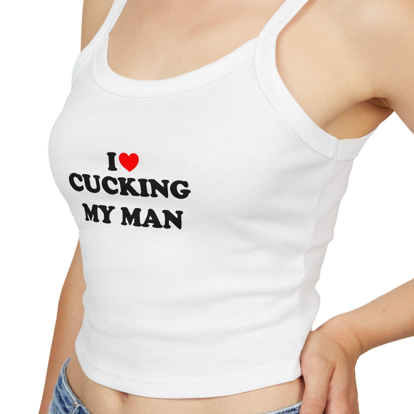I Love Cucking My Man Spaghetti Strap Tank Top, Cuckold Hotwife Swinger Lifestyle Power Play Submission Gift Idea for Her, cuckold bull gift