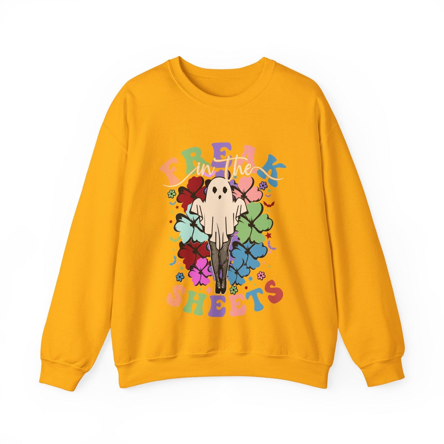 Freak In The Sheets Halloween Sweatshirt, Retro Sexy Sweater Funny Spooky Ghosts
