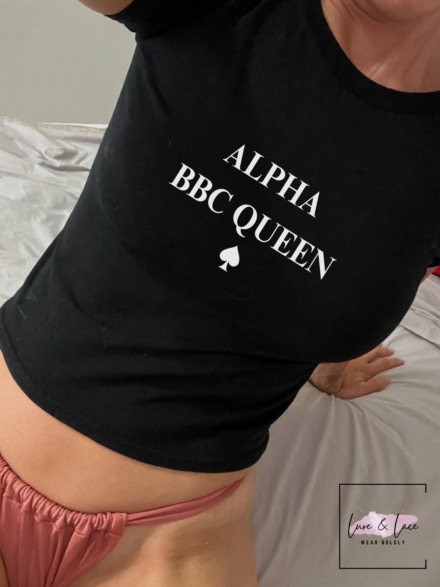 Alpha BBC Queen Y2K Sexy Cute Baby Tee Crop Top, Naughty Apparel, Swinger Queen of Spades
