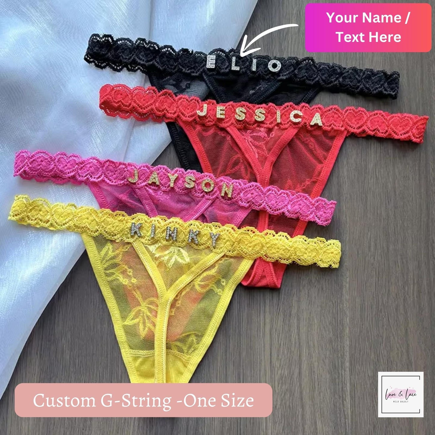 Custom panties Name G-String Thong | Custom panty with Sexy mesh, Handmade Bridal Lingerie, personalized thong, women valentine gift