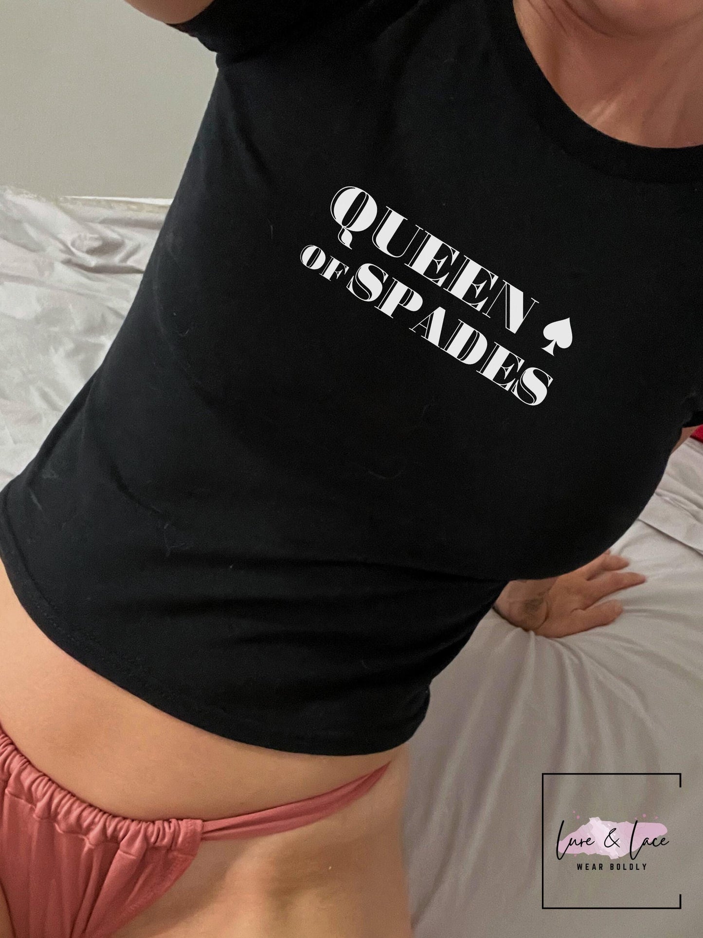 Queen of spades vintage Y2K Sexy Cute Baby Tee Crop Top, Naughty Apparel, QOS