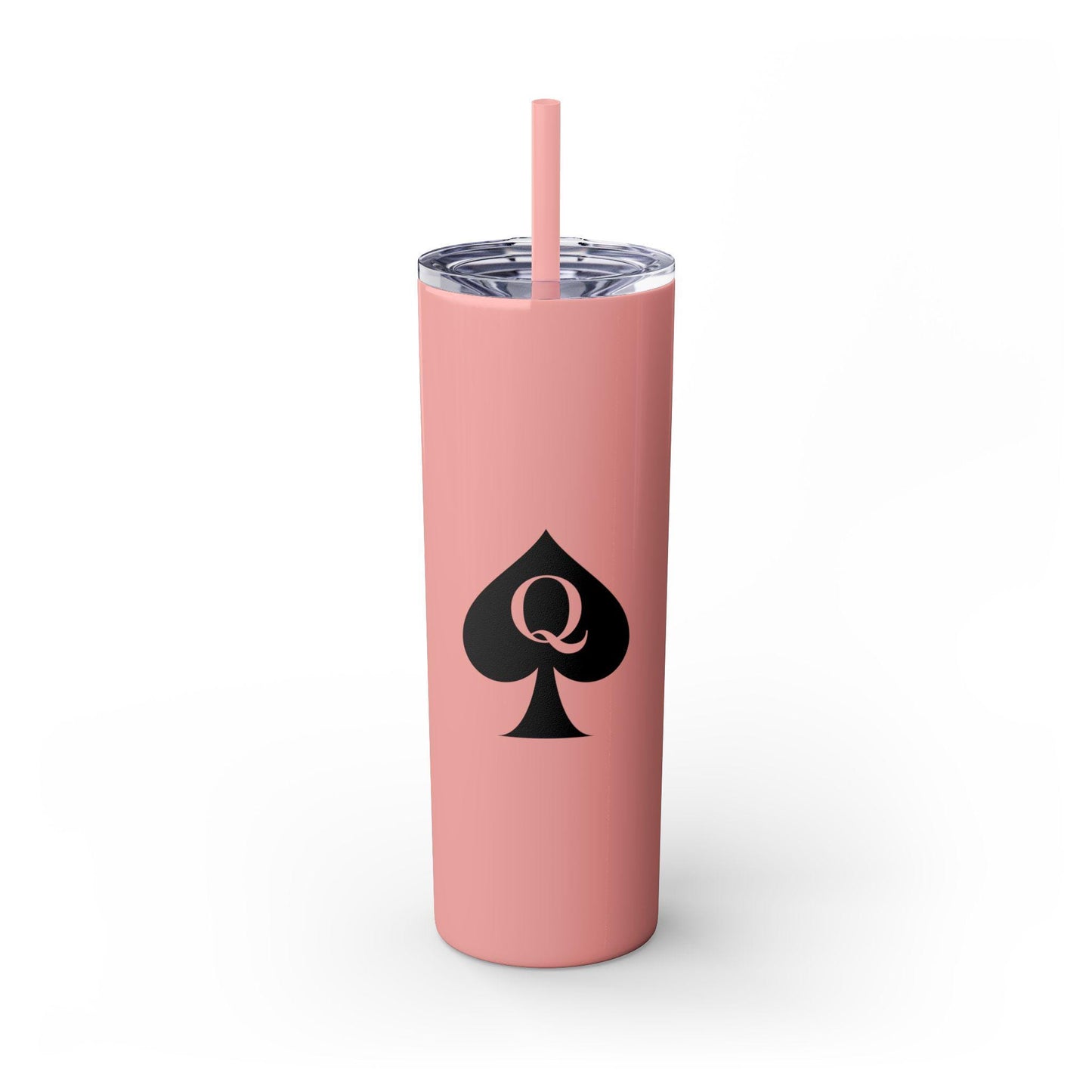 Queen of Spades Skinny Tumbler 20oz QOS Hotwife Lifestyle Cuck Bull Cup with Straw Matte Finish Slim Insulated Stainless Swinger Gift
