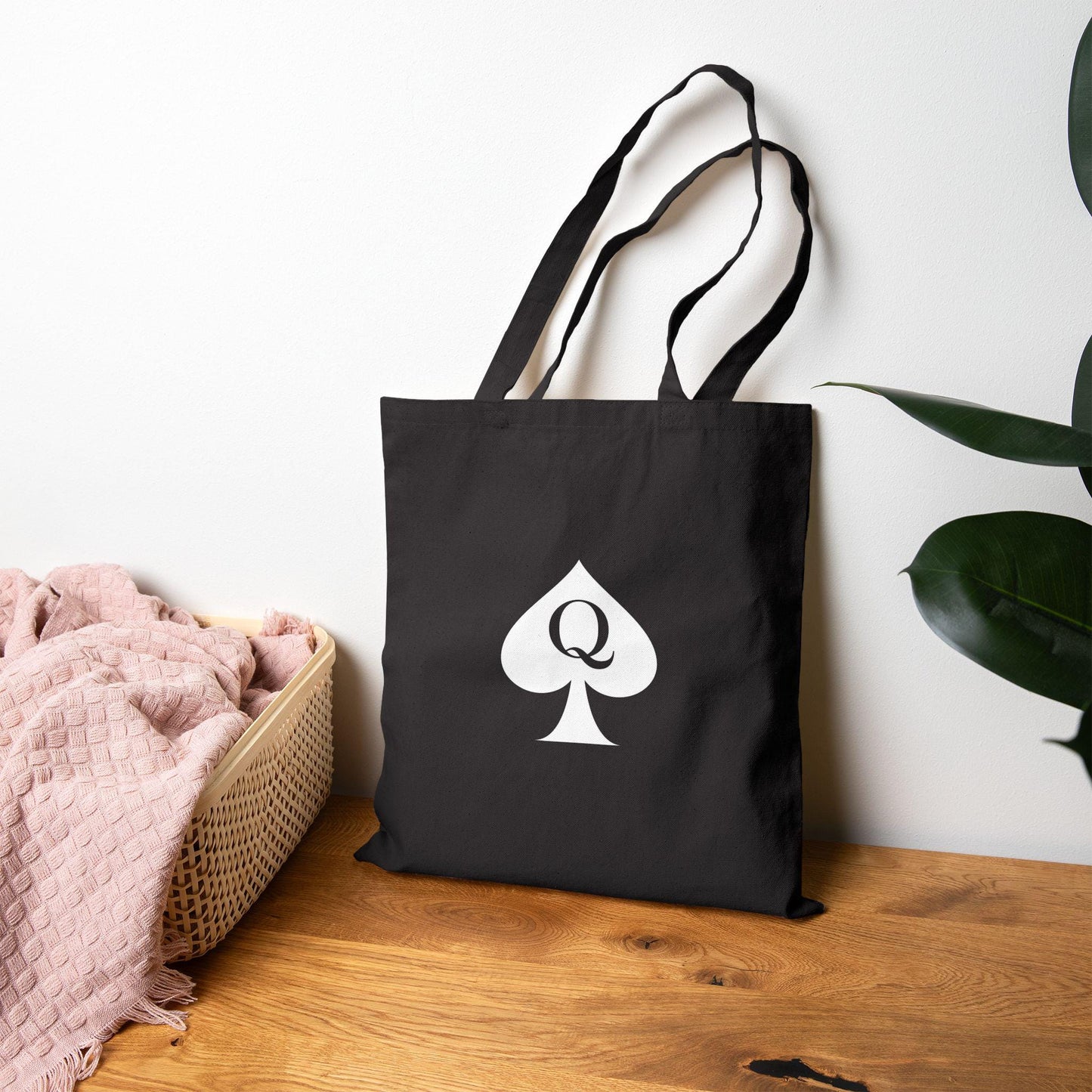 Queen of Spades Cotton Tote Bag | QOS Hotwife Lifestyle Gift, Kinky Black Canvas Bag, BBC Swinger Pineapple Shopping Tote cuckold fantasy