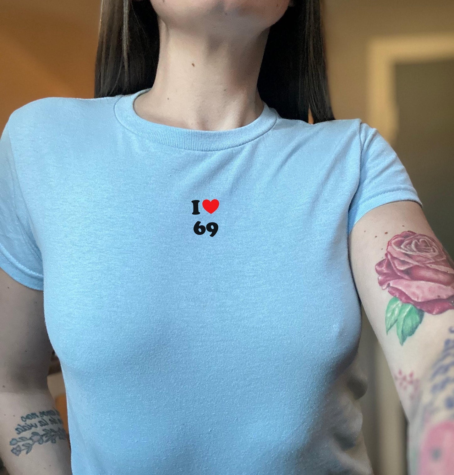 I Love 69 Y2K Crop Top Sexy Women’s Shirt Adult Novelty Tee Hotwife Oral Sex Flirty Kink, Festival Apparel, blowjob cum