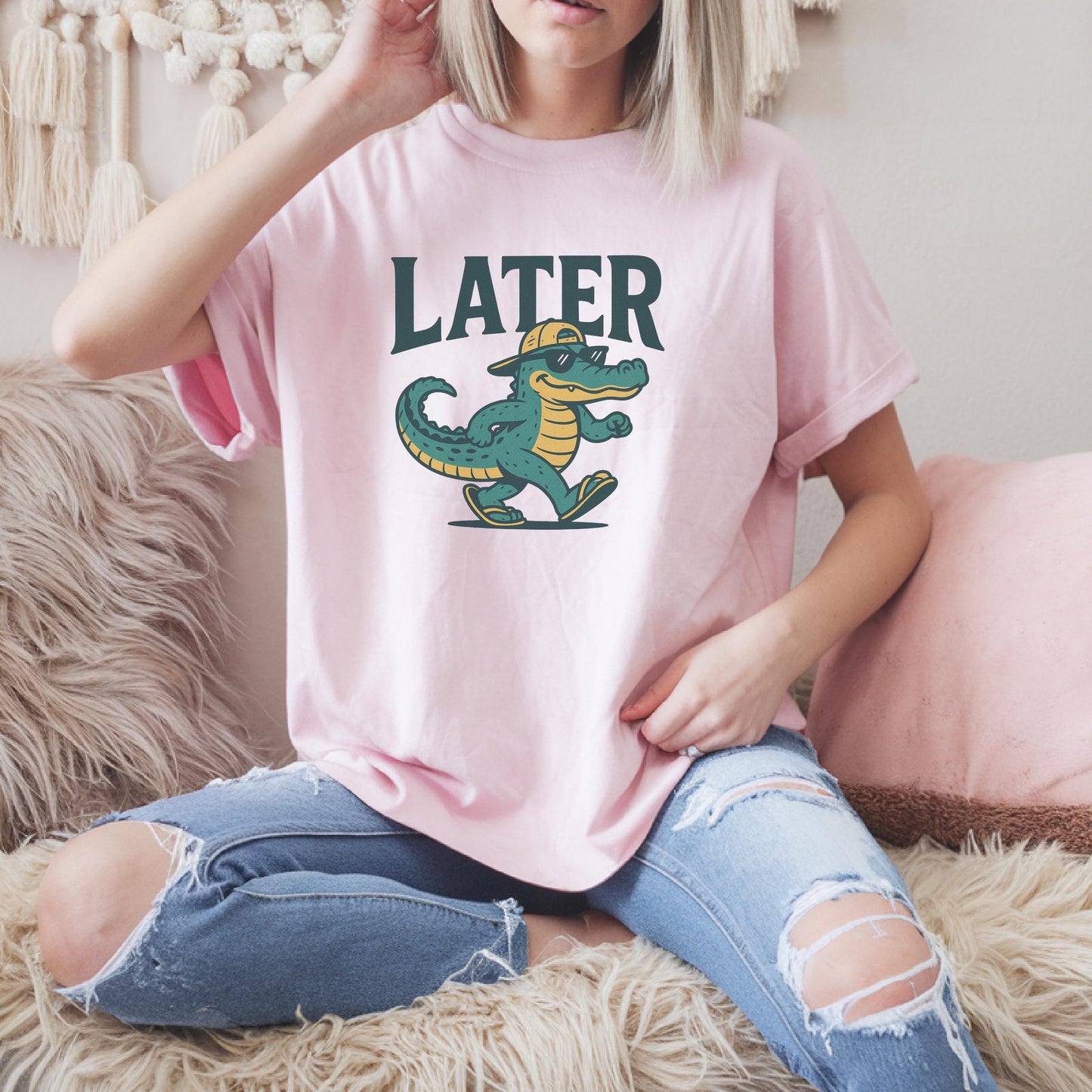 Later Gator T-Shirt Funny Alligator Shirt for Men Women, Retro Sarcastic Graphic Tee, Cute Southern Gator Pun Shirt, Florida Gift Idea